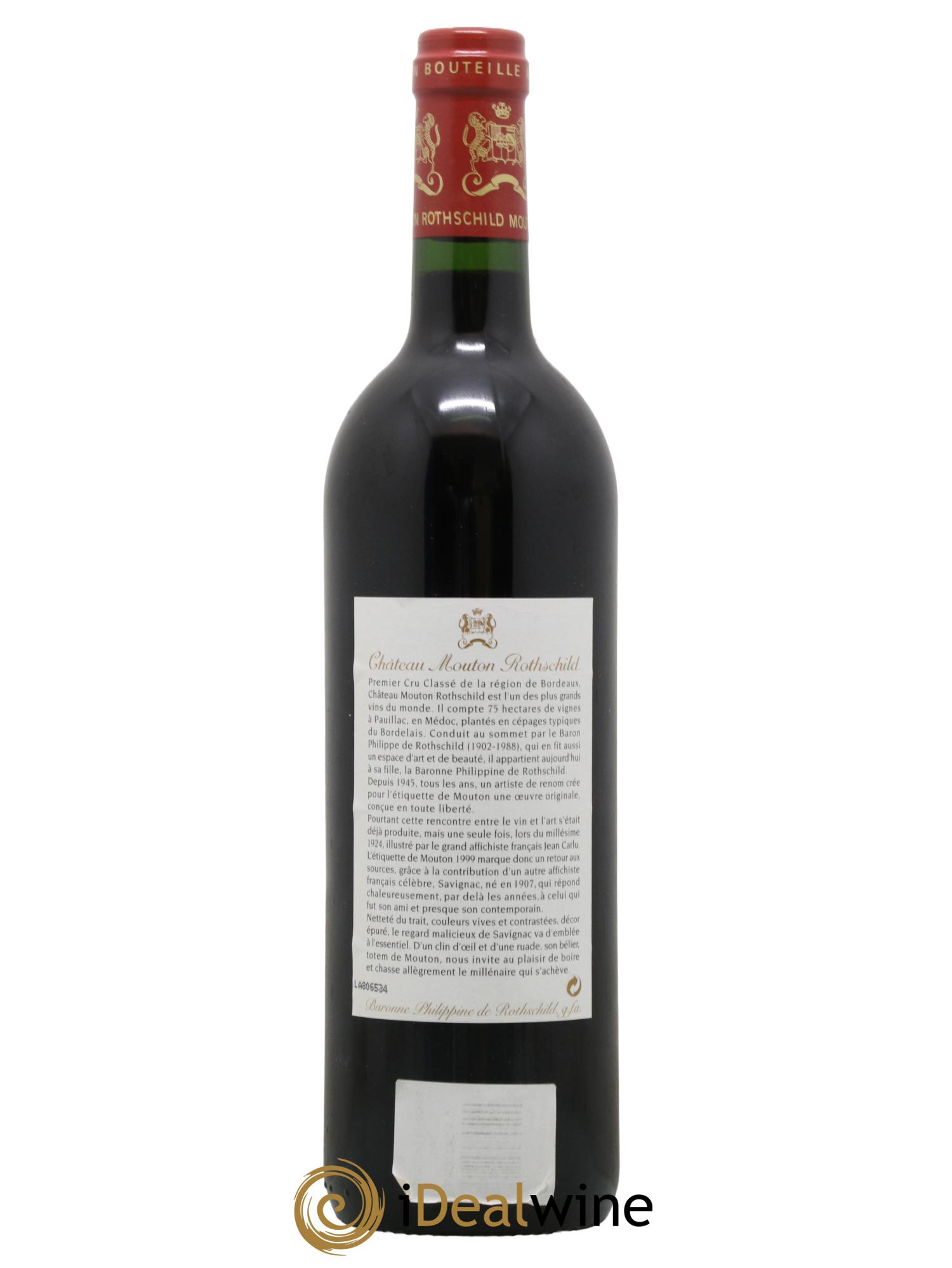 Château Mouton Rothschild 1er Grand Cru Classé 1999 - Lot de 1 bouteille - 1