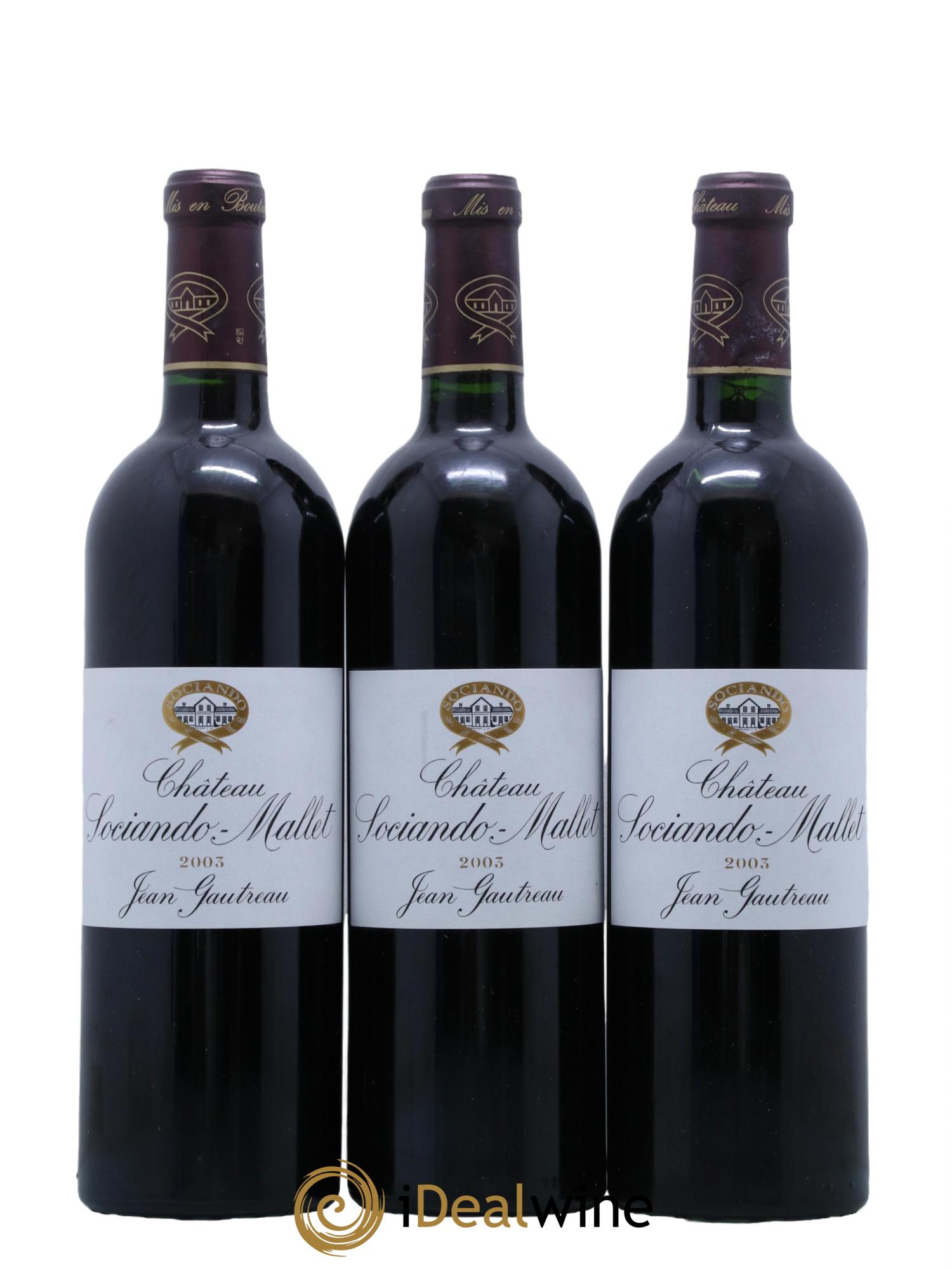 Château Sociando Mallet 2003 - Lot de 3 bouteilles - 0
