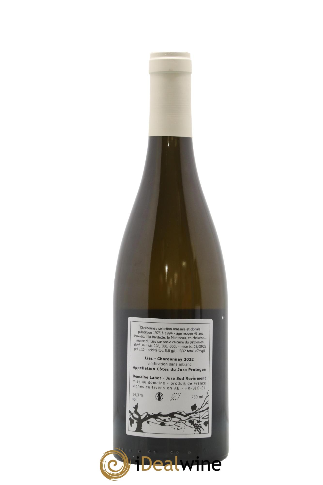 Côtes du Jura Chardonnay Lias Romain - Julien  - Charline Labet 2022 - Lot de 1 bouteille - 1
