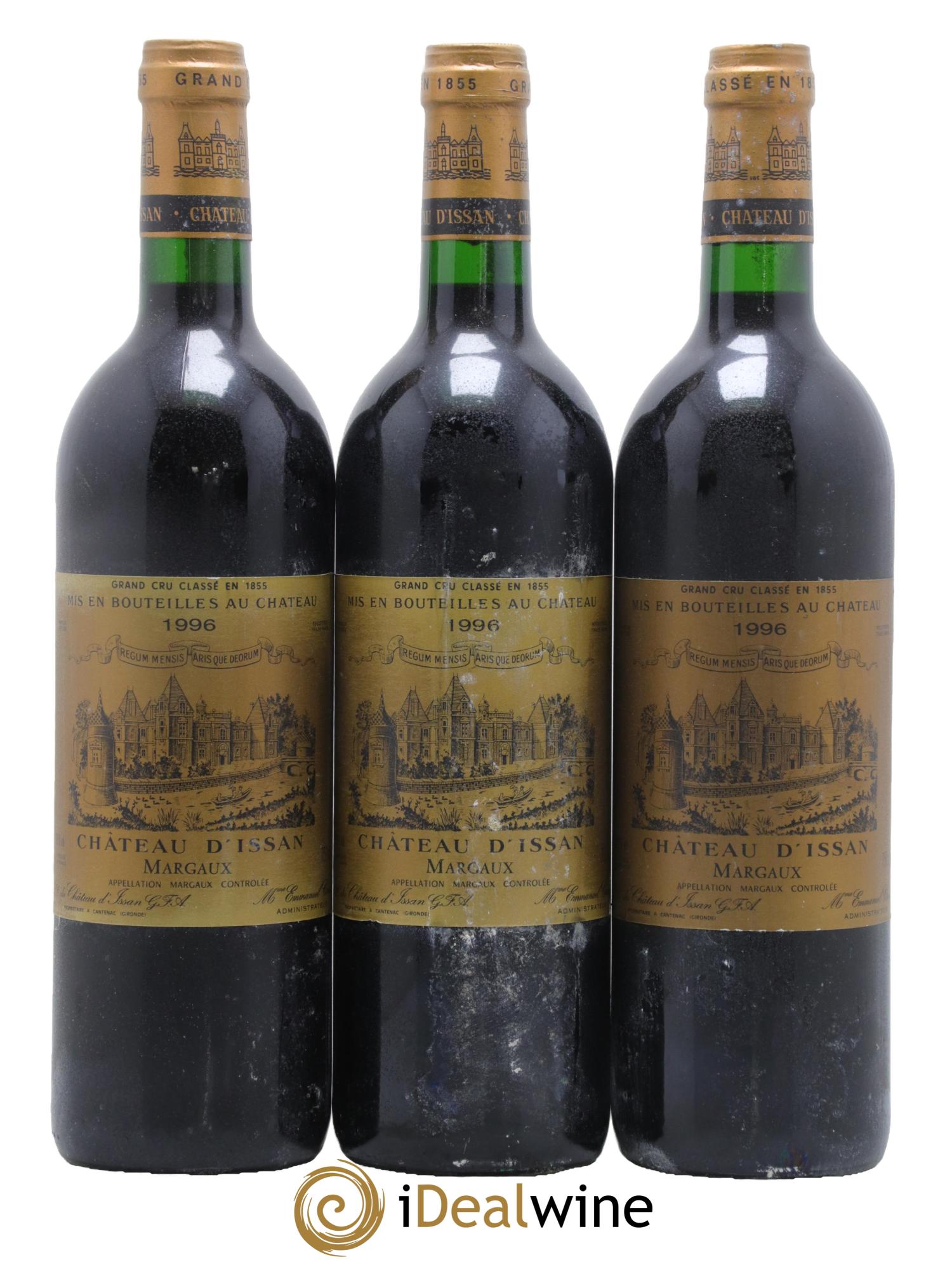Château d'Issan 3ème Grand Cru Classé 1996 - Lotto di 3 bottiglie - 0