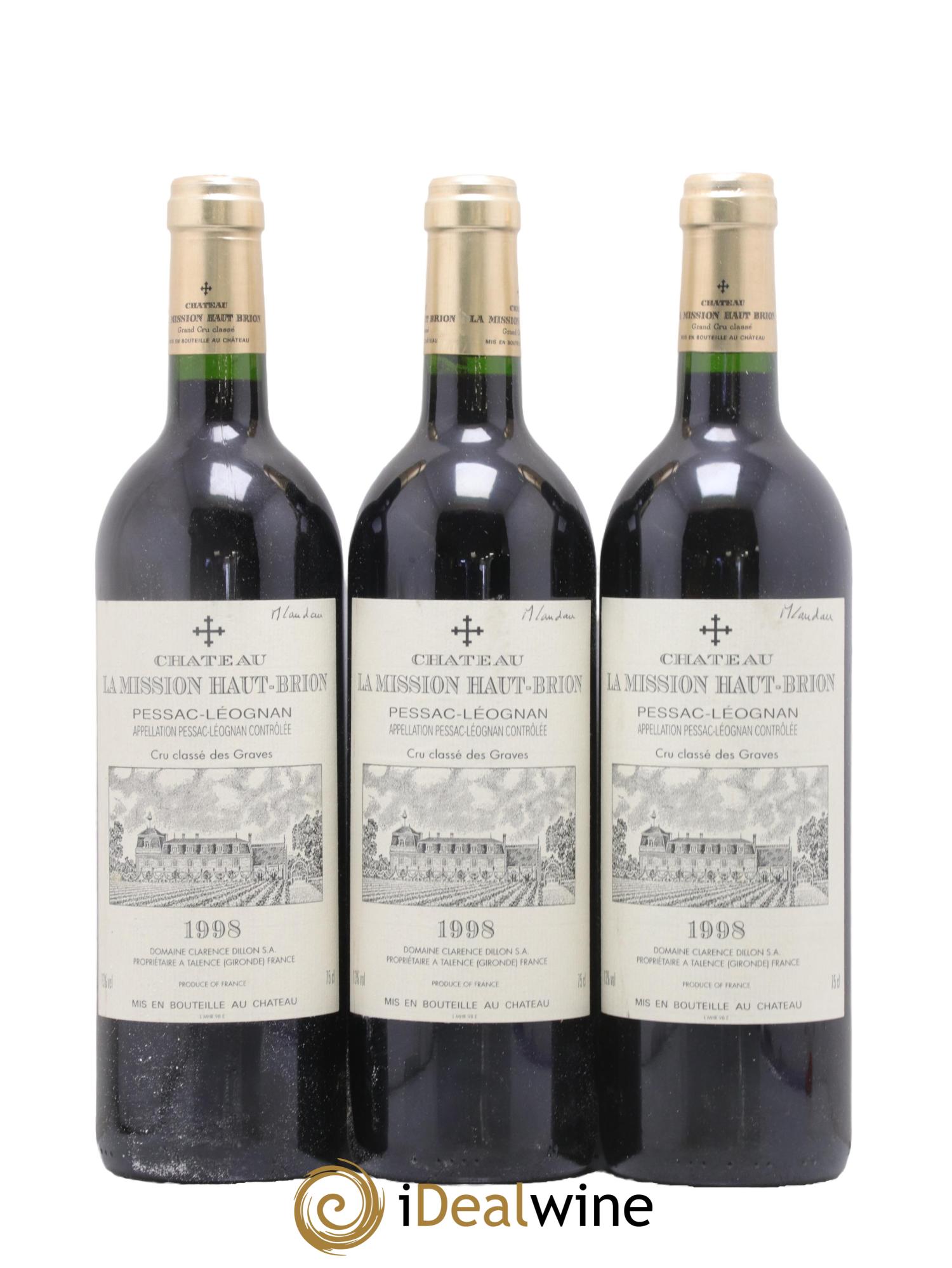 Château la Mission Haut-Brion Cru Classé de Graves 1998 - Lot of 3 bottles - 0
