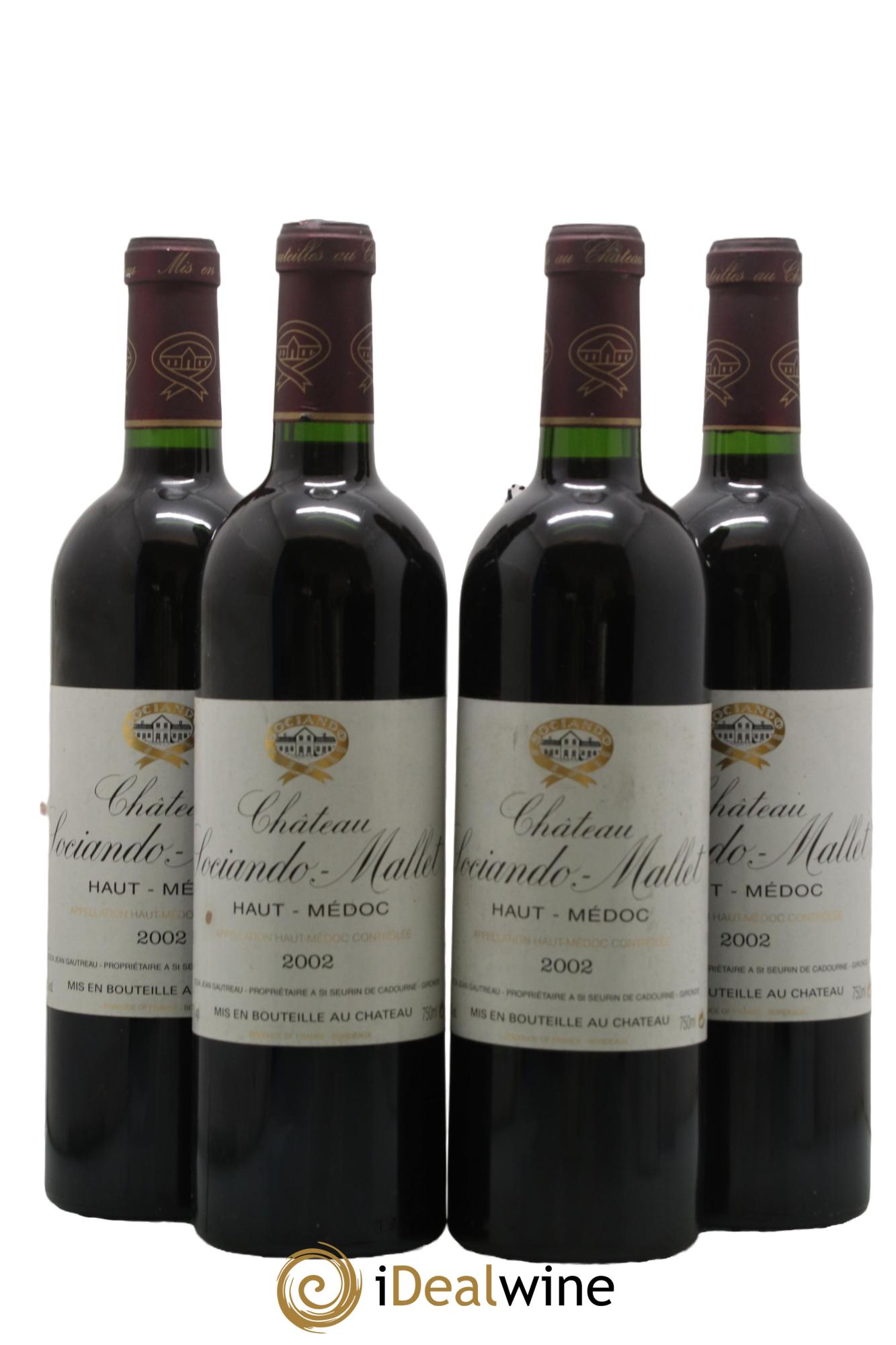 Château Sociando Mallet  2002 - Lot of 4 bottles - 0