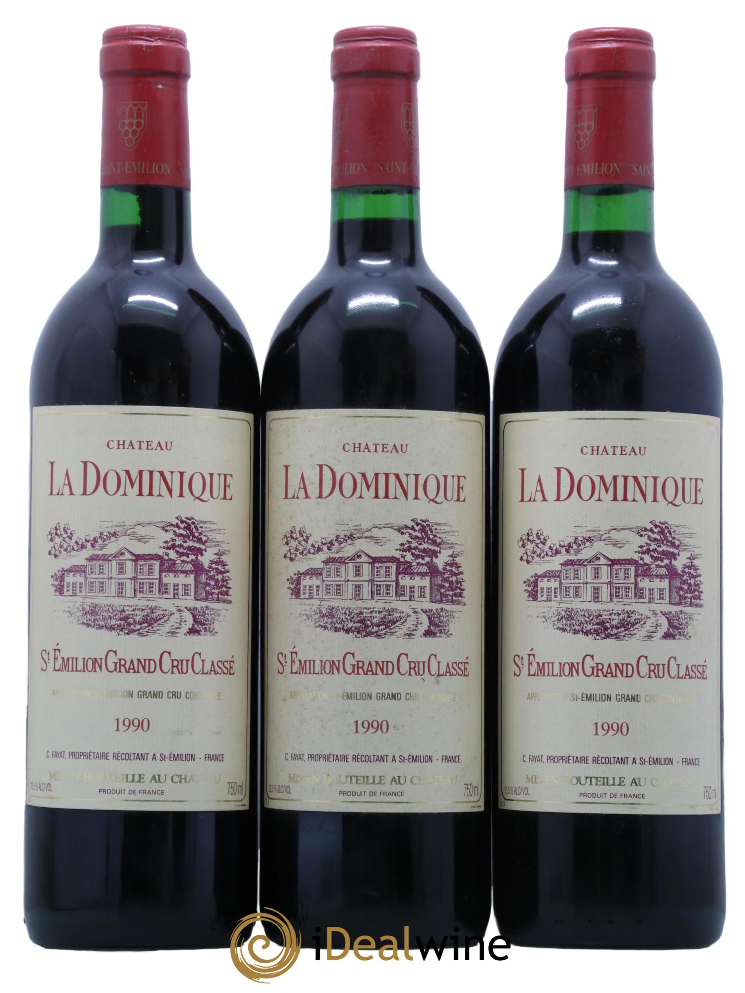 Château la Dominique Grand Cru Classé 1990 - Lot de 3 bouteilles - 0