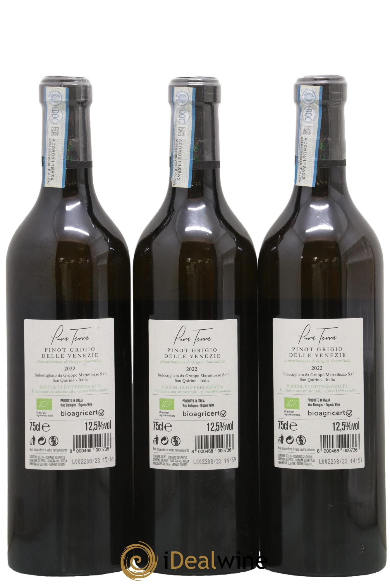Italie Venezie Pura Terra Pinot Grigio Piera 2022 - Lot de 3 bouteilles - 1