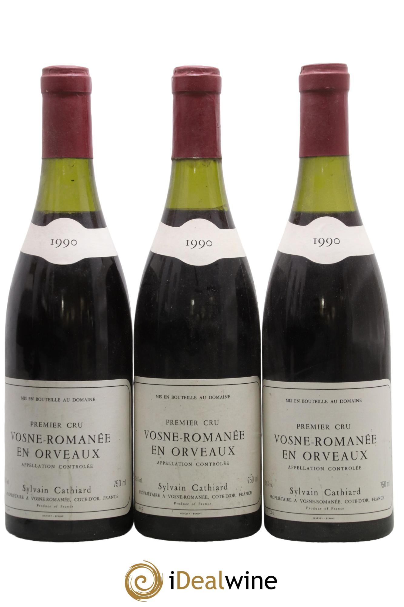 Vosne-Romanée 1er Cru En Orveaux Sylvain Cathiard & Fils 1990 - Lot of 3 bottles - 0