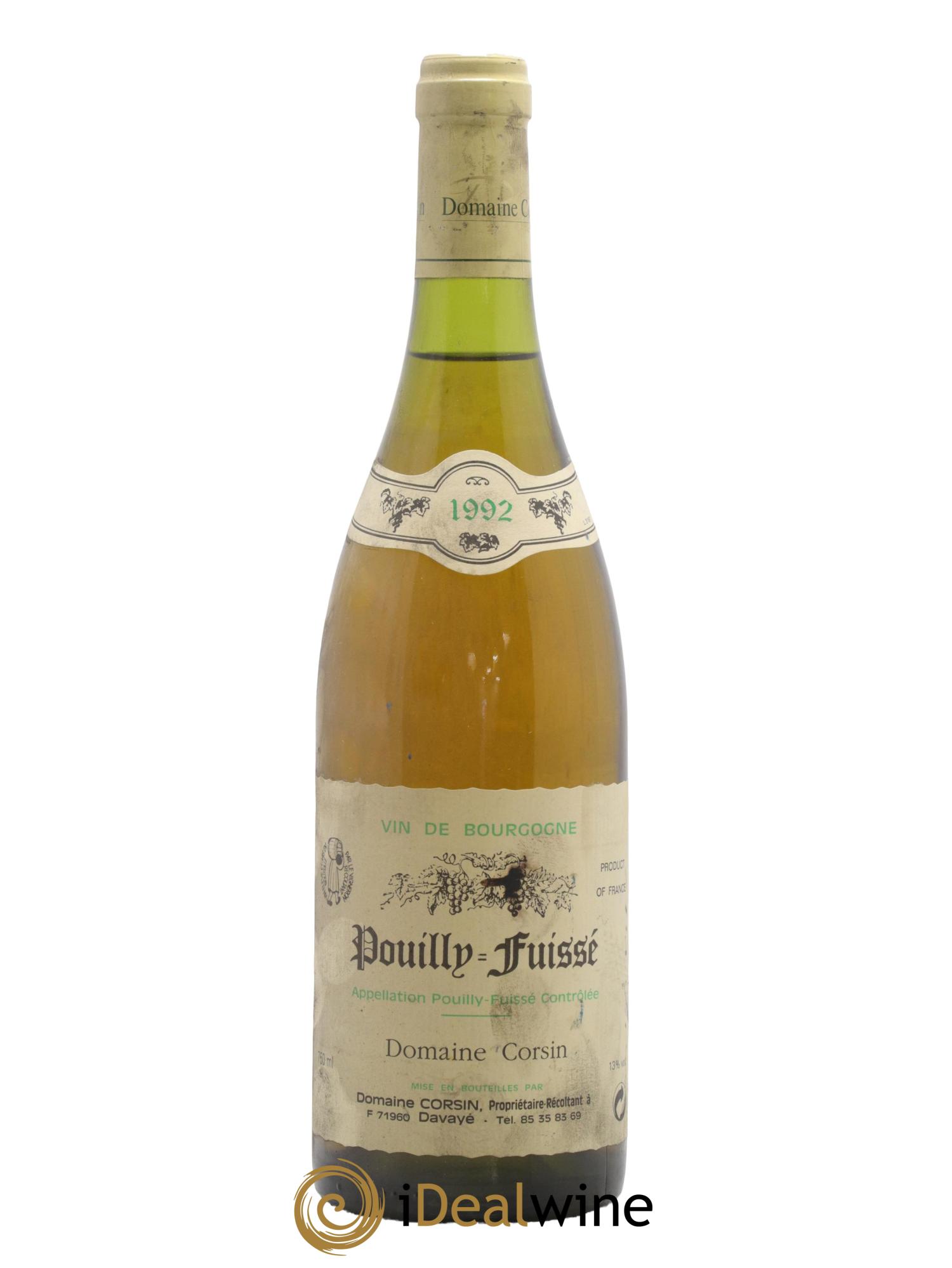 Pouilly-Fuissé Domaine Corsin 1992 - Lot de 1 bouteille - 0