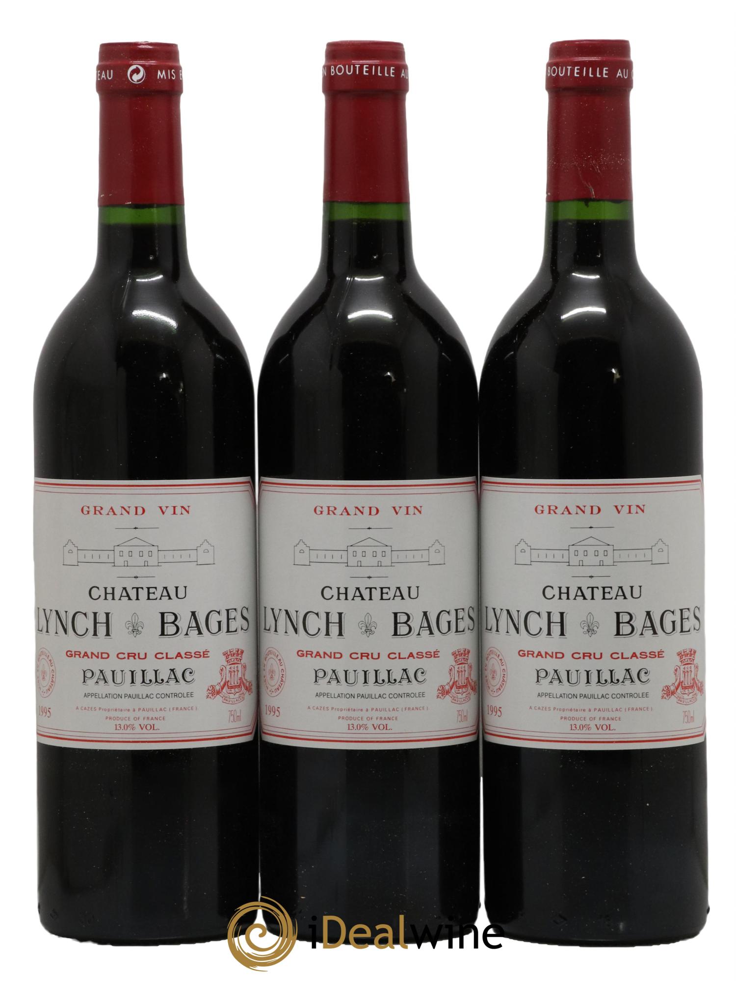 Château Lynch Bages 5ème Grand Cru Classé 1995 - Lot de 3 bouteilles - 0