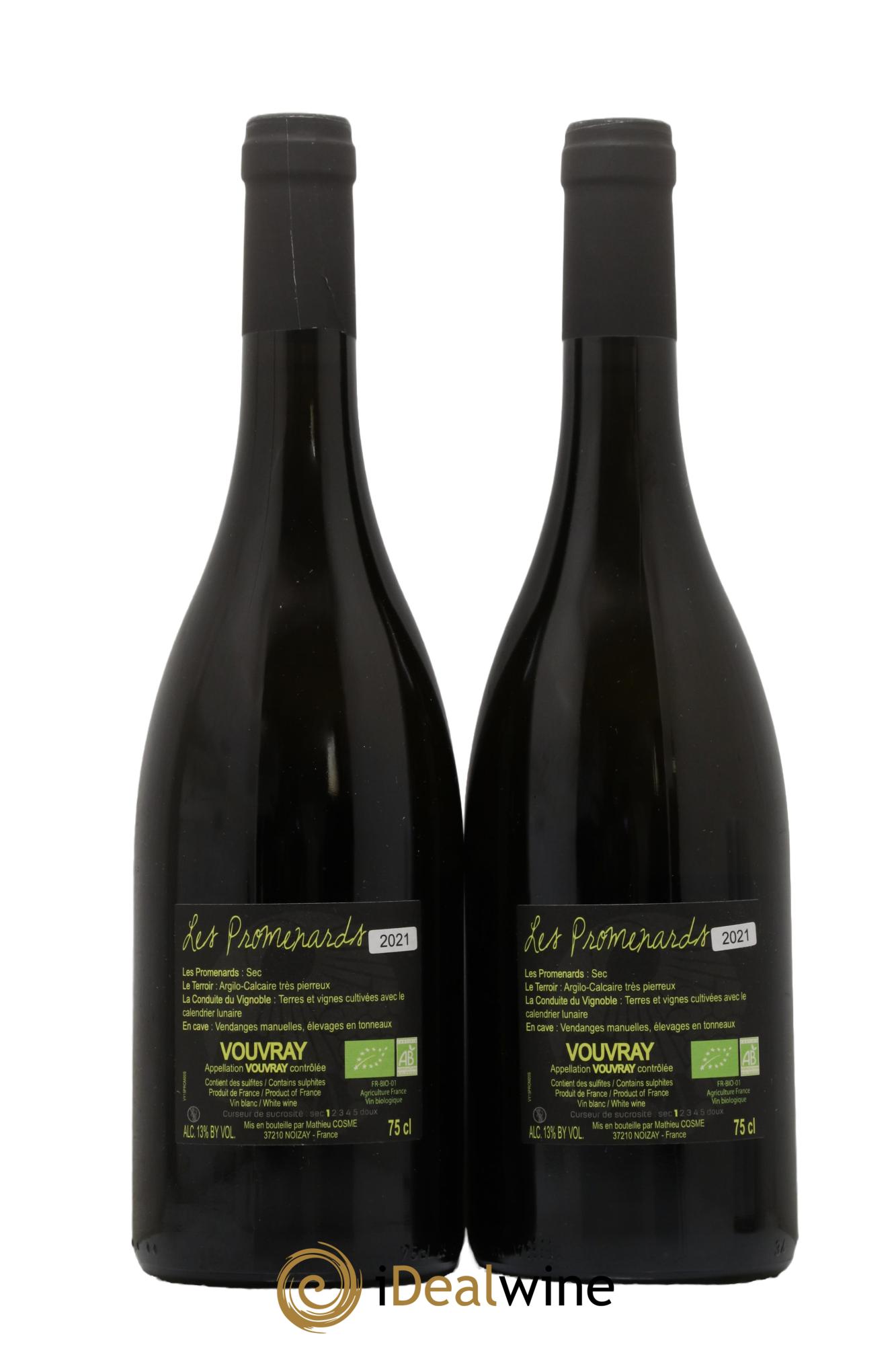 Vouvray Les Promenards Domaine Mathieu Cosme 2021 - Lot of 2 bottles - 1