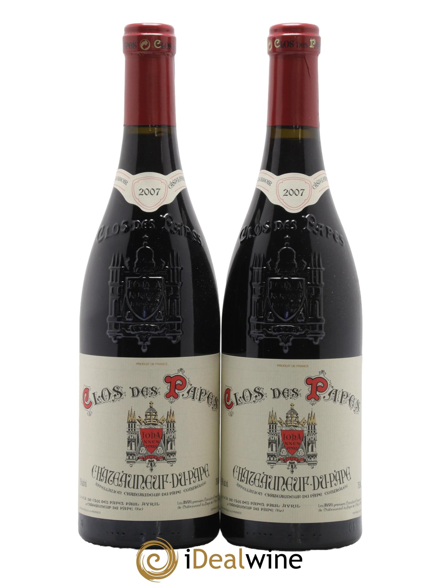 Châteauneuf-du-Pape Clos des Papes - Paul Avril 2007 - Lot de 2 bouteilles - 0