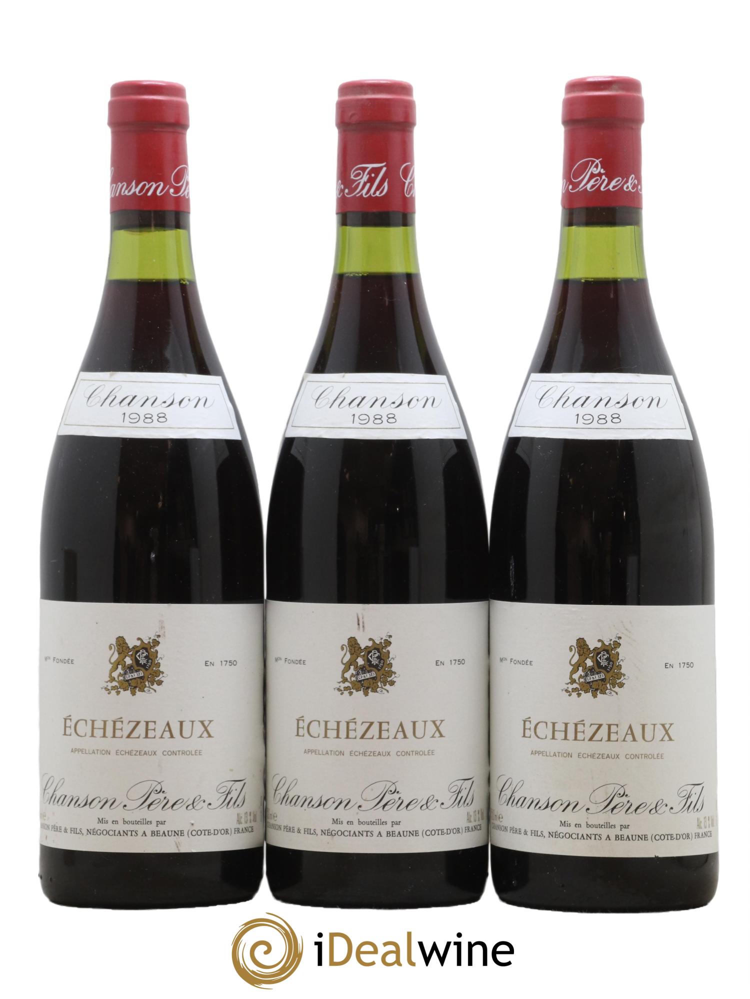 Echezeaux Grand Cru Domaine Chanson 1988 - Lot de 3 bouteilles - 0