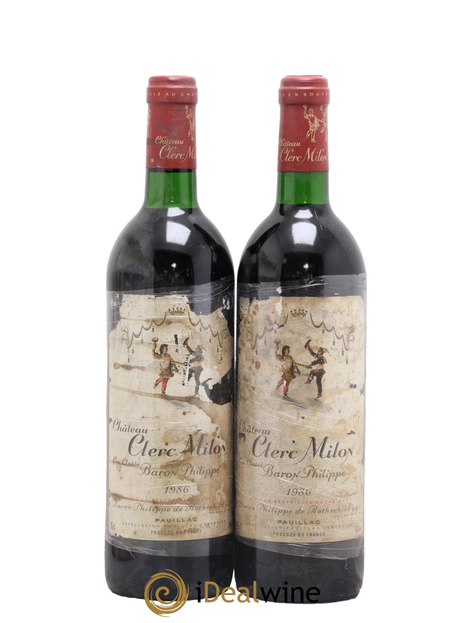 Château Clerc Milon 5ème Grand Cru Classé 1986 - Lot de 2 bouteilles - 0