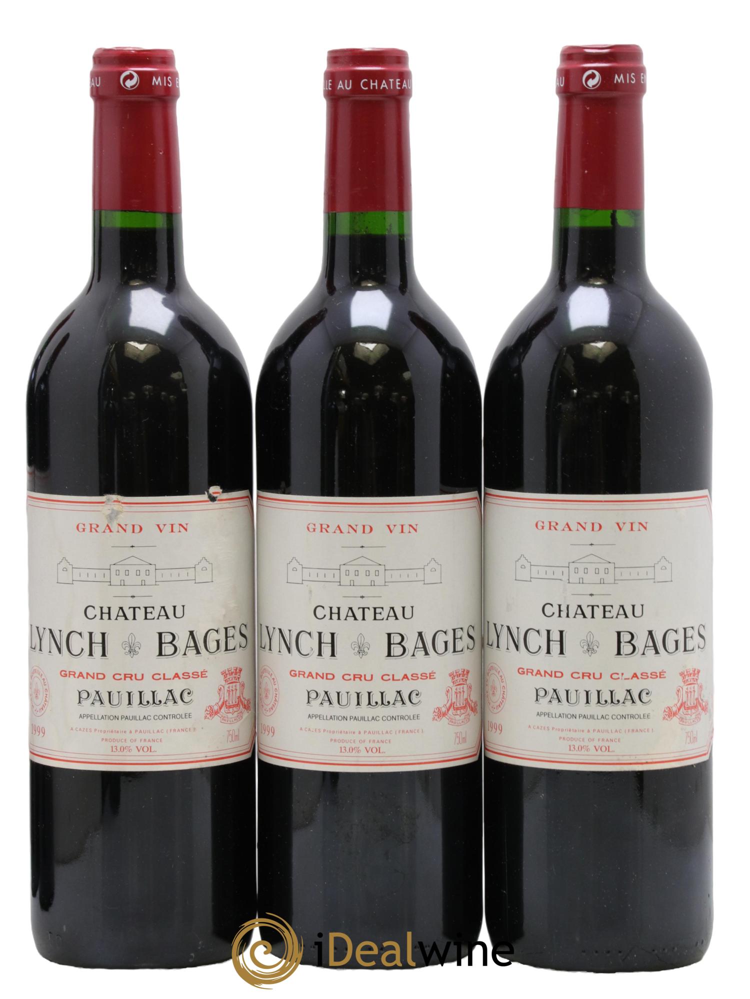 Château Lynch Bages 5ème Grand Cru Classé 1999 - Posten von 3 Flaschen - 0