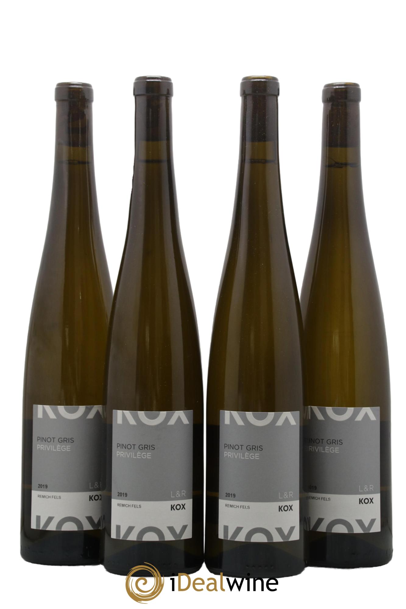 Vins Etrangers Luxembourg - Moselle - Grand 1er Cru Remich Fels Pinot Gris Privilège L&R KOX 2019 - Lotto di 4 bottiglie - 0