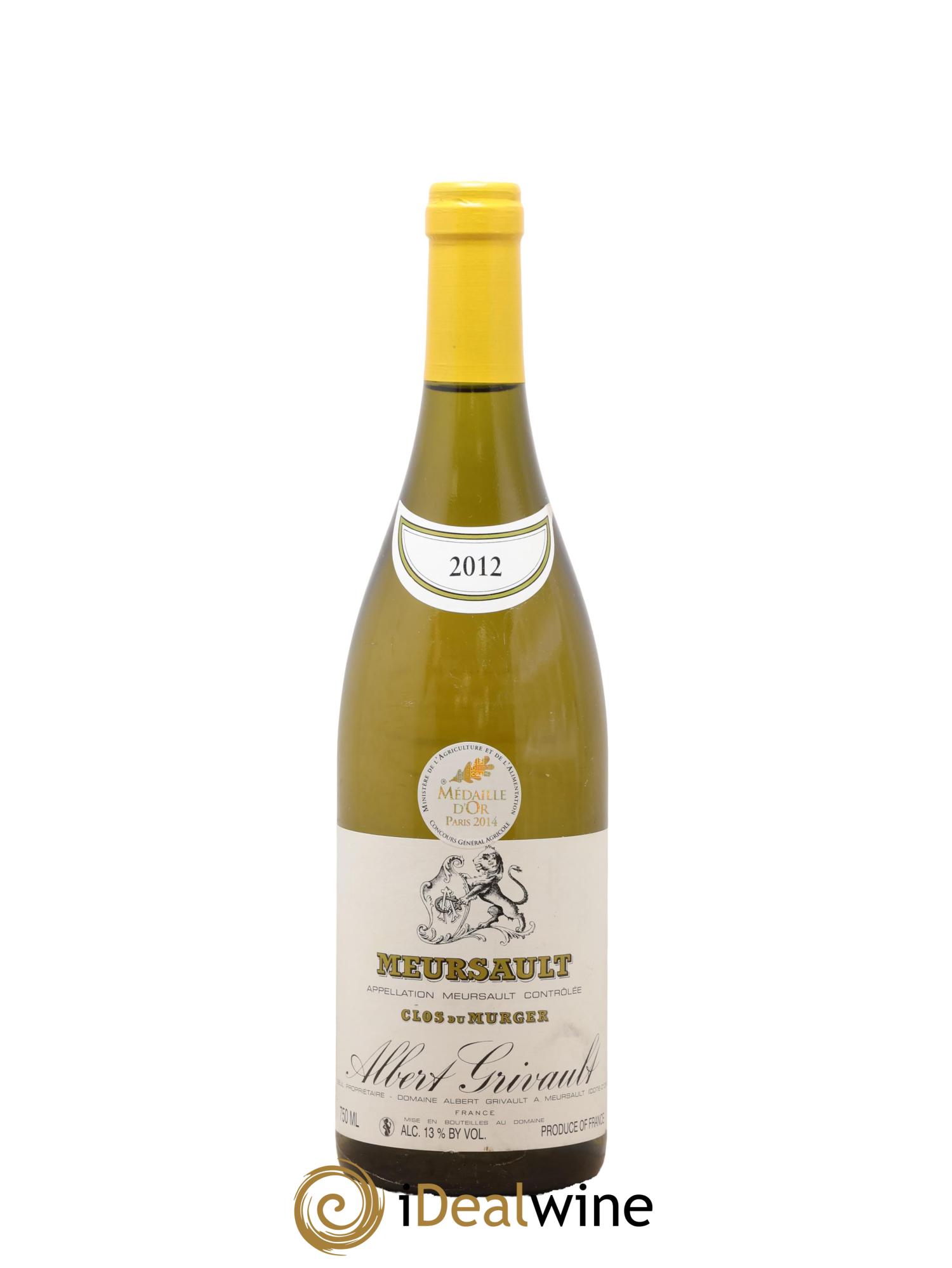 Meursault Clos du Murger Albert Grivault 2012 - Lot de 1 bouteille - 0