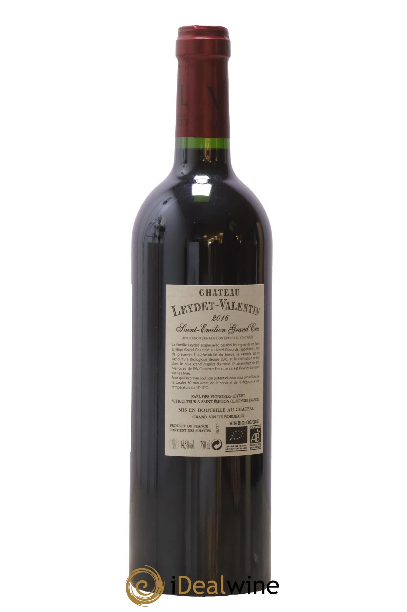 Saint-Émilion Château Leydet Valentin 2016 - Lot de 1 bouteille - 1