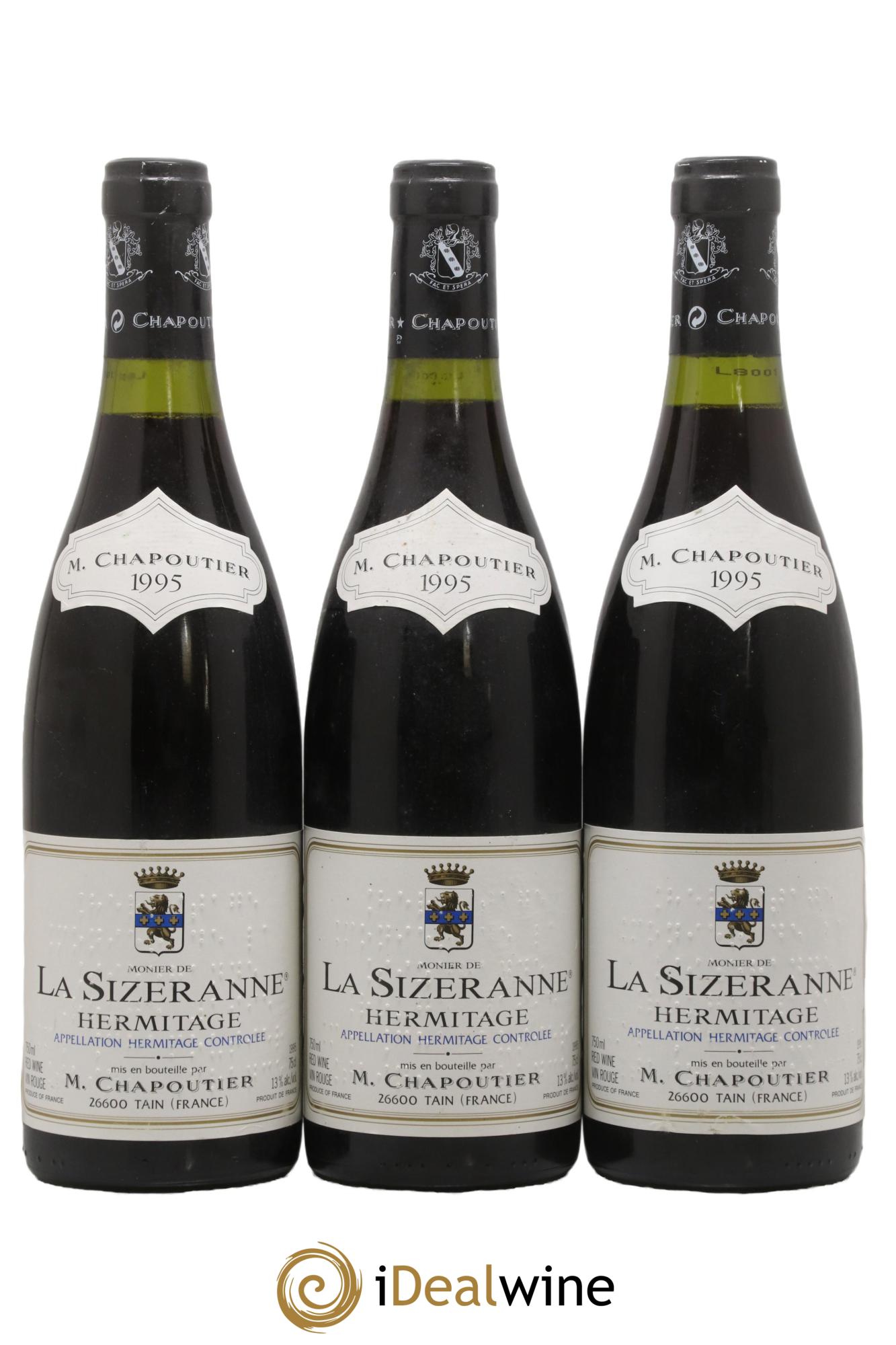 Hermitage Monier de La Sizeranne Chapoutier 1995 - Lotto di 3 bottiglie - 0