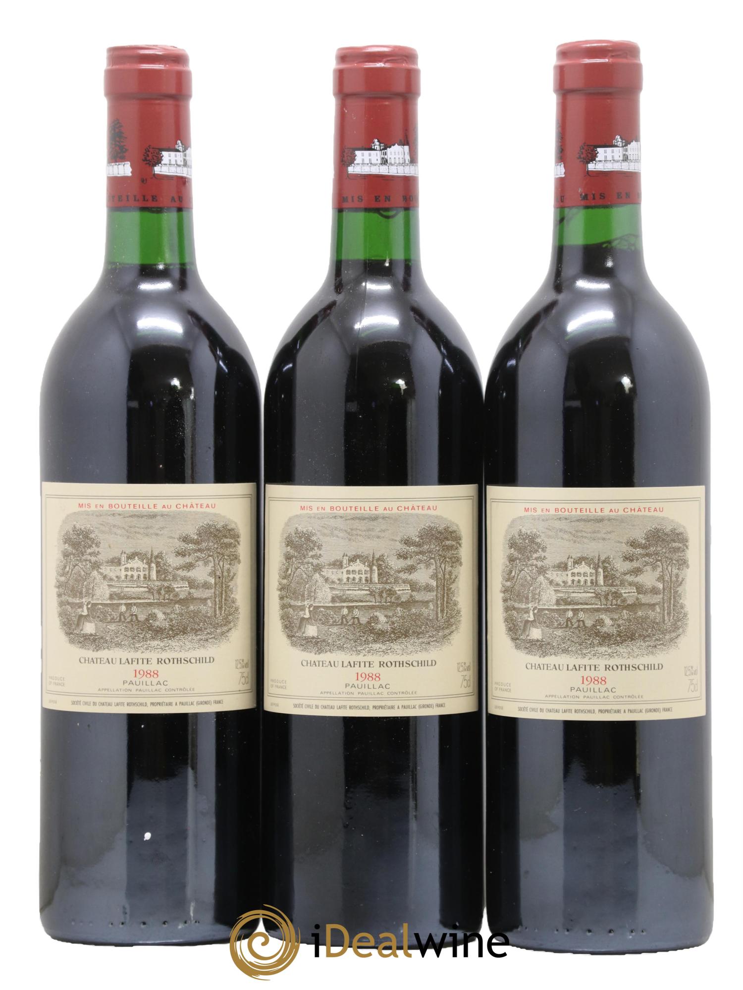 Château Lafite Rothschild 1er Grand Cru Classé 1988 - Lot de 3 bouteilles - 0