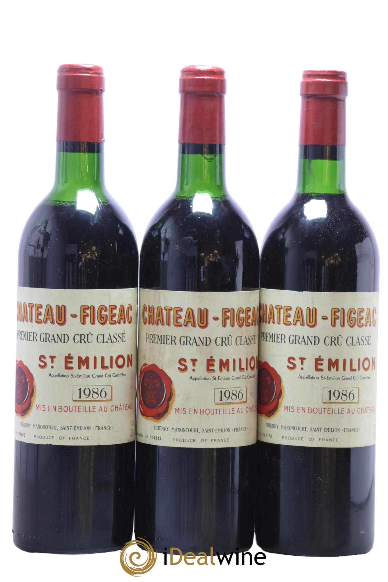 Château Figeac 1er Grand Cru Classé A 1986 - Lot of 3 bottles - 0
