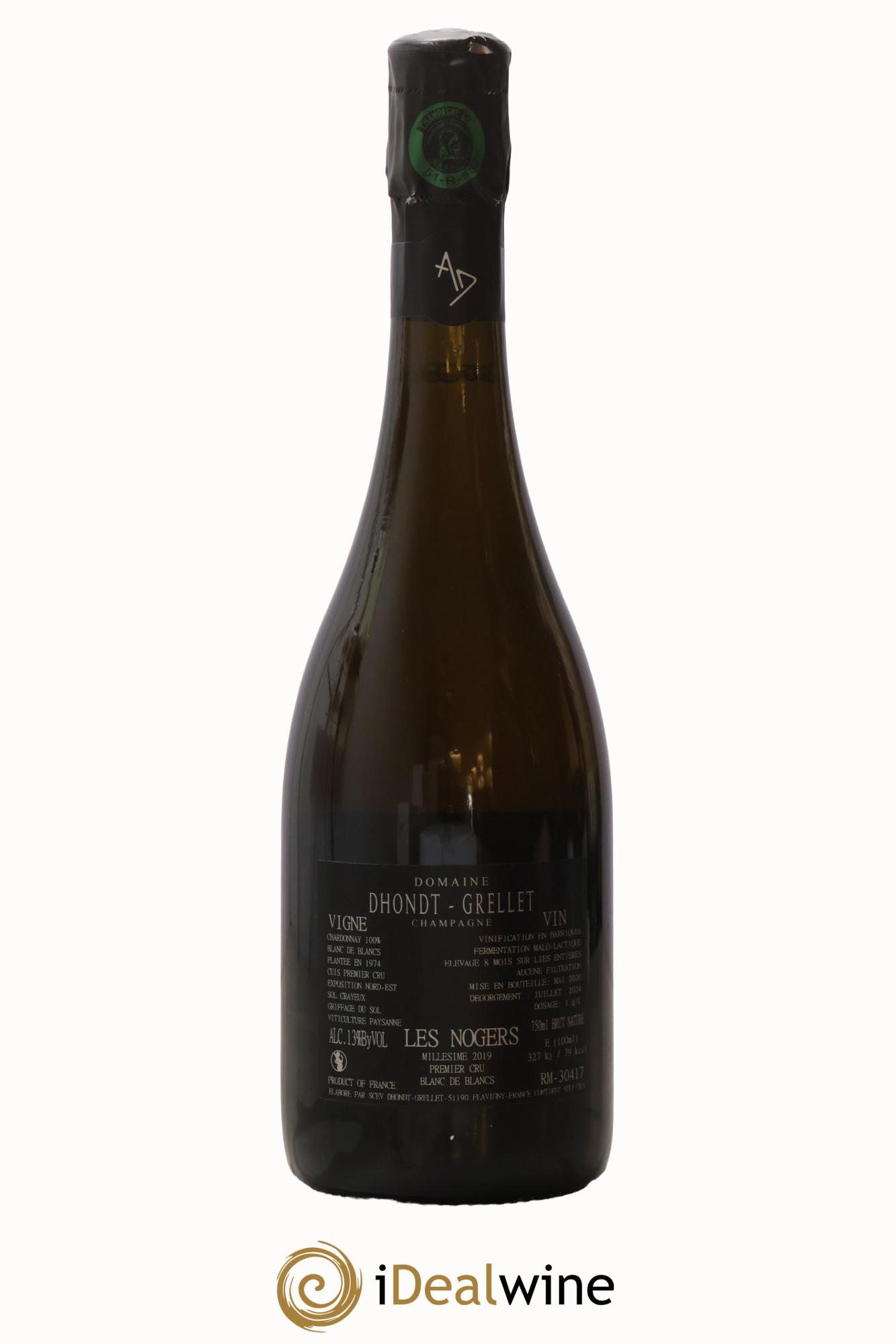 Les Nogers-Premier cru Blanc de Blancs Dhondt Grellet 2019 - Lot de 1 bouteille - 1