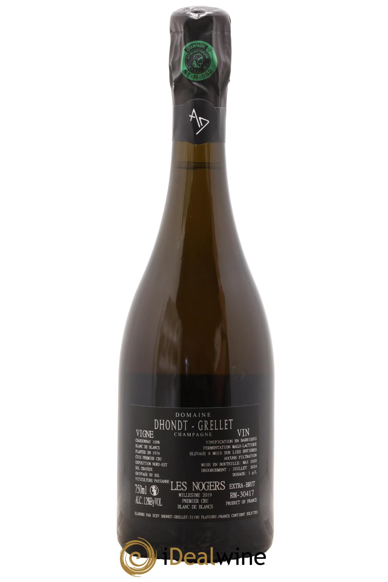 Les Nogers-Premier cru Blanc de Blancs Dhondt Grellet 2019 - Lot de 1 bouteille - 1