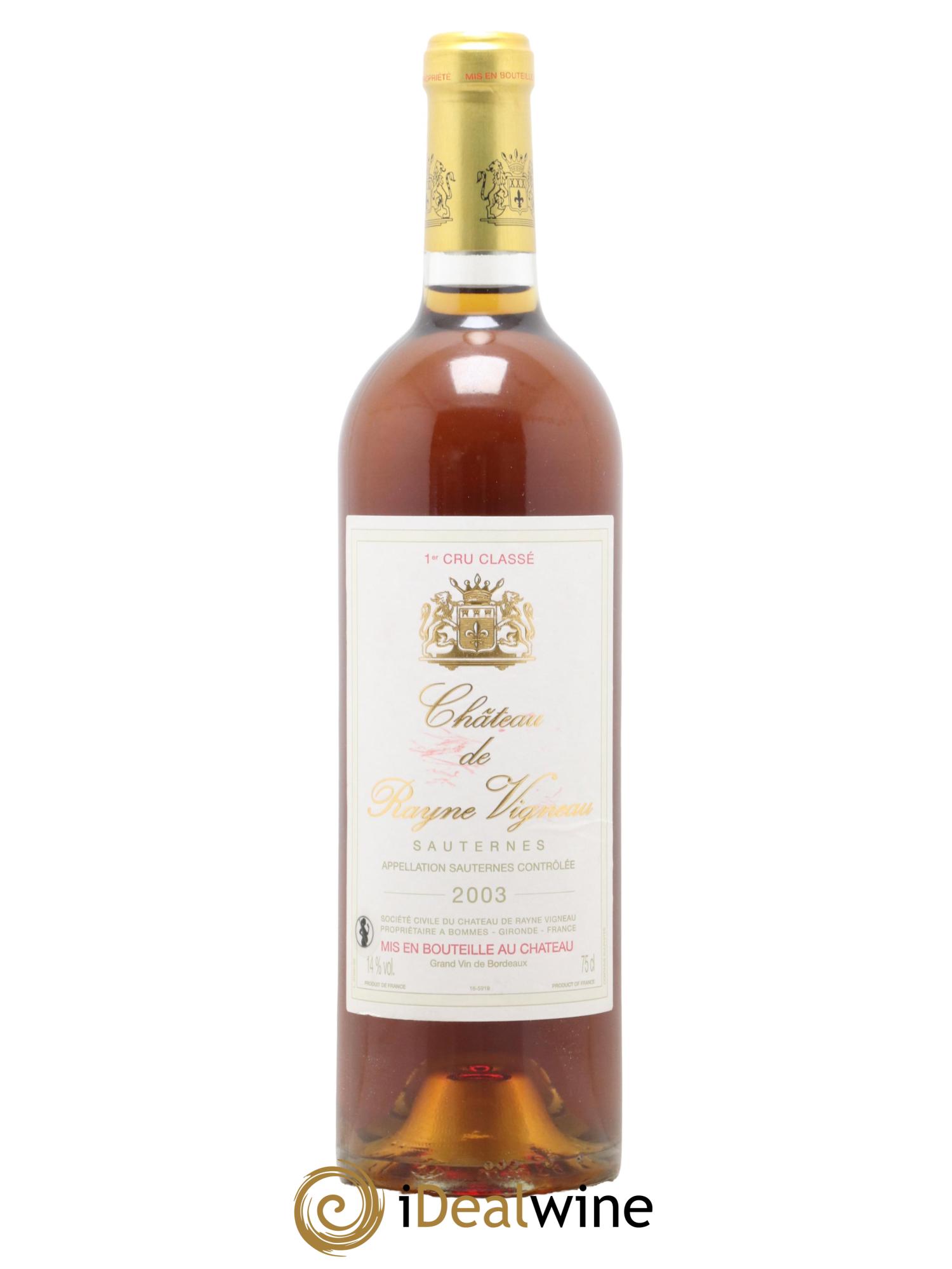 Château de Rayne Vigneau 1er Grand Cru Classé 2003 - Lotto di 1 bottiglia - 0