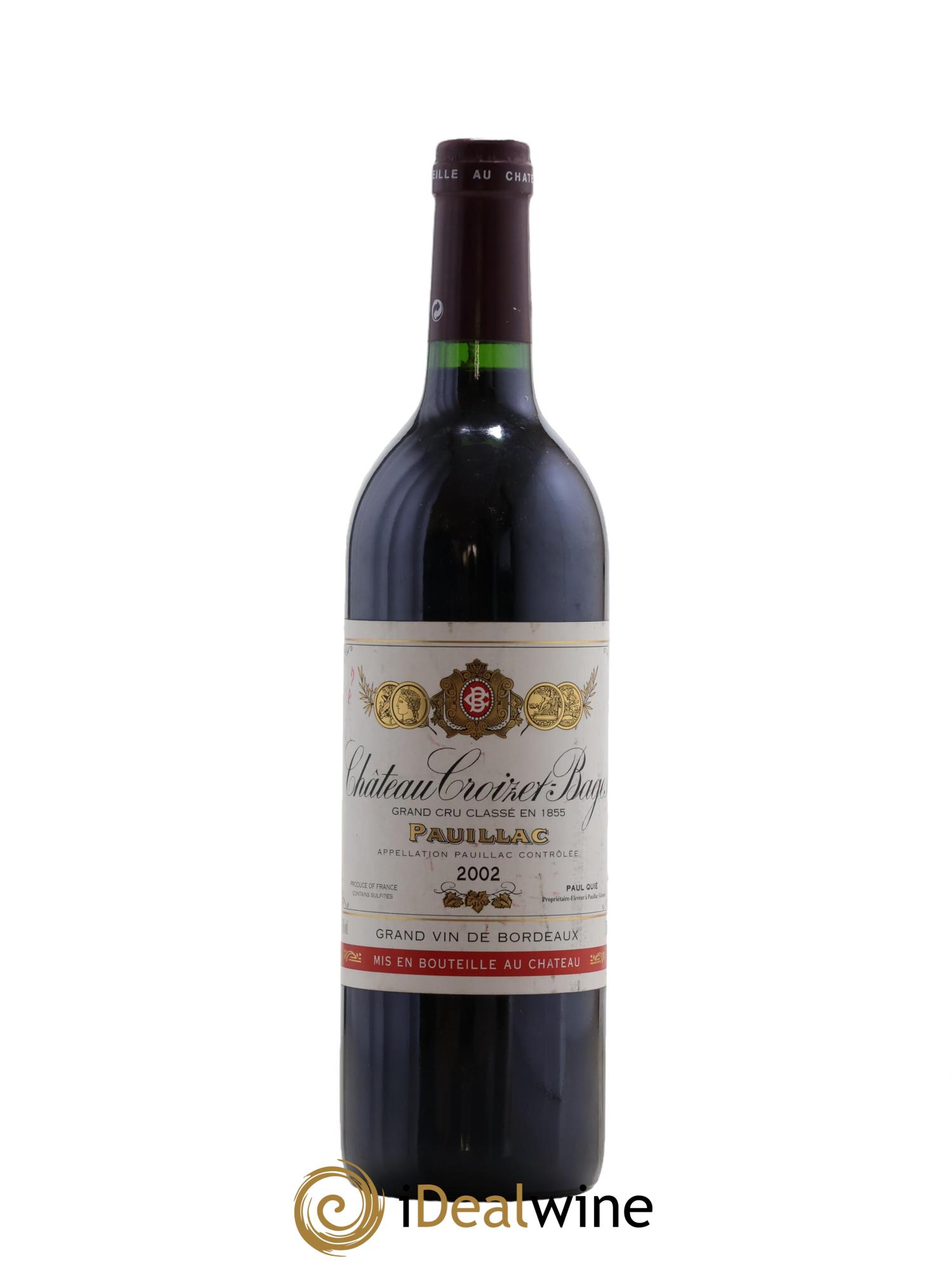 Château Croizet Bages 5ème Grand Cru Classé 2002 - Lot de 1 bouteille - 0