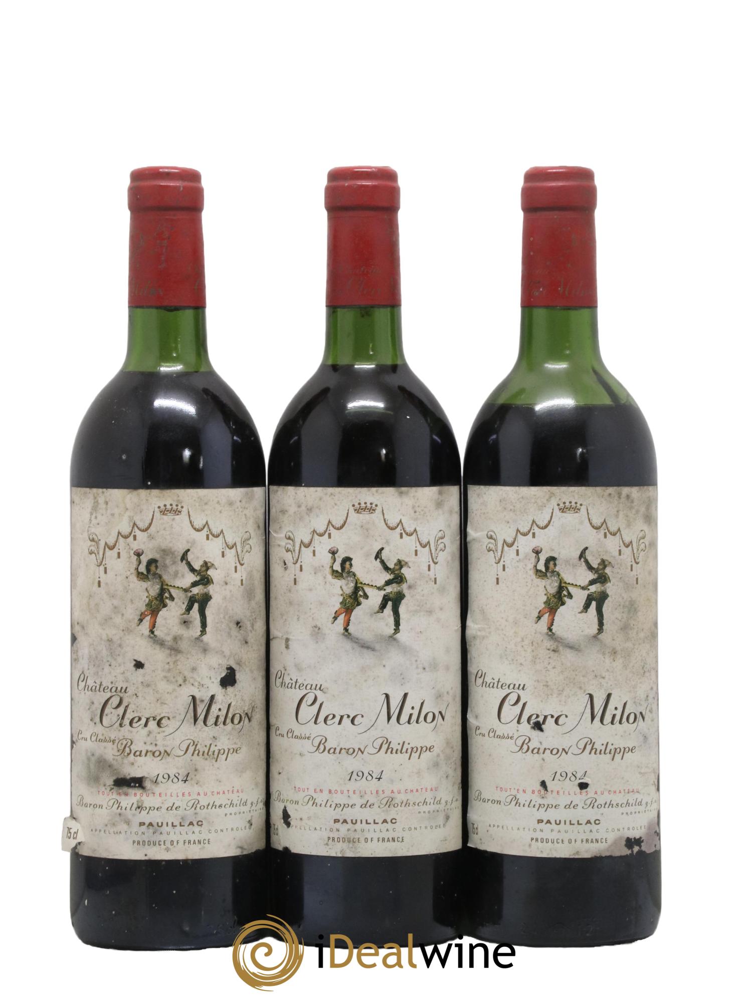 Château Clerc Milon 5ème Grand Cru Classé 1984 - Lot de 3 bouteilles - 0