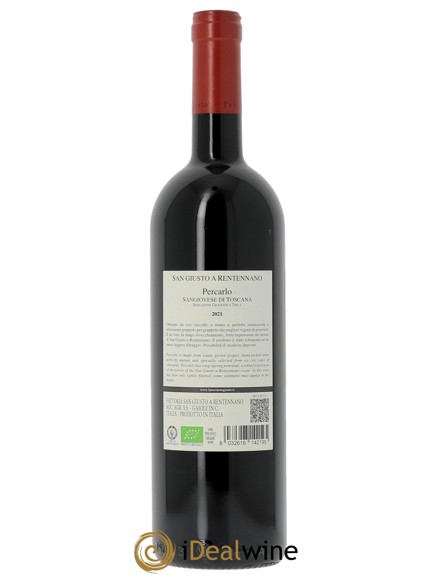 Toscana IGT San Giusto a Rentennano Percarlo Famille Martini di Cigala  2021 - Lot de 1 bouteille - 1