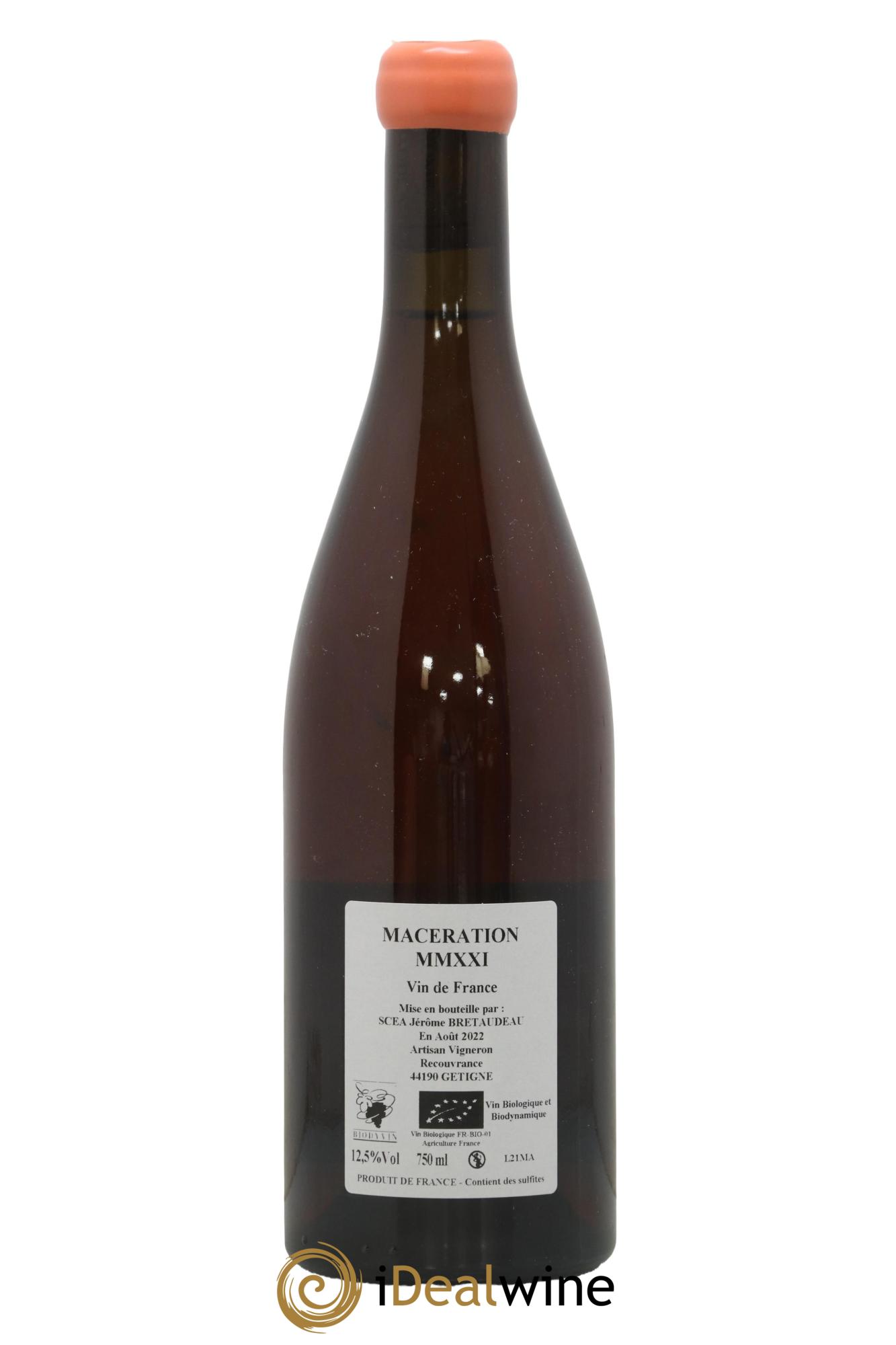 Vin de France Macération Jérôme Bretaudeau - Domaine de Bellevue 2021 - Lot de 1 bouteille - 1