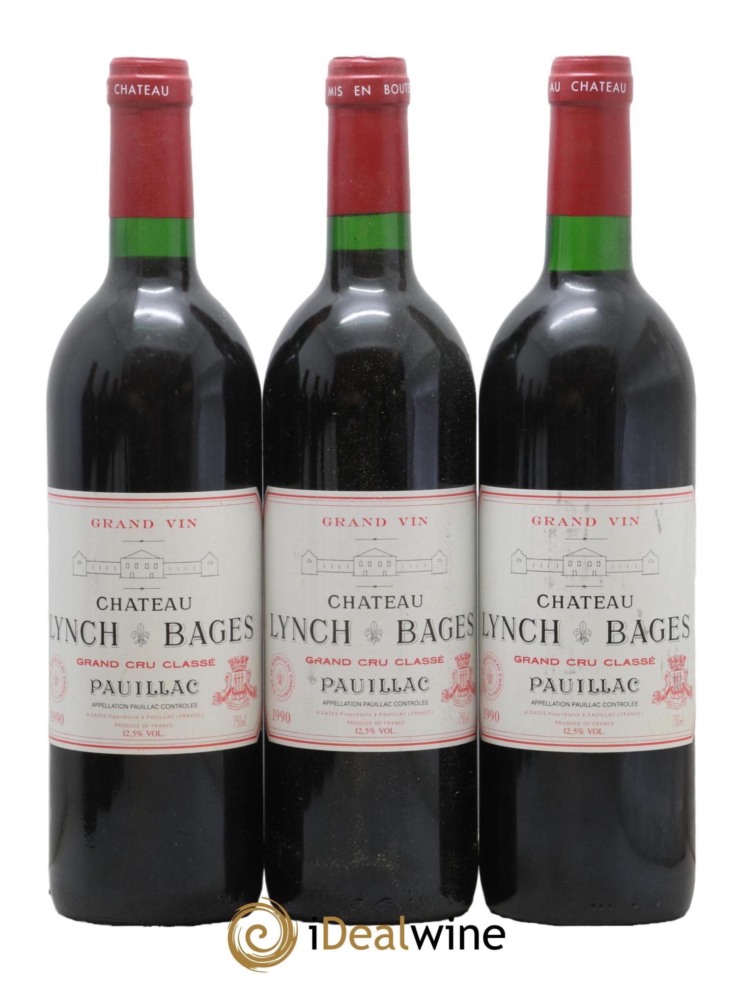 Château Lynch Bages 5ème Grand Cru Classé 1990 - Lot de 3 bouteilles - 0