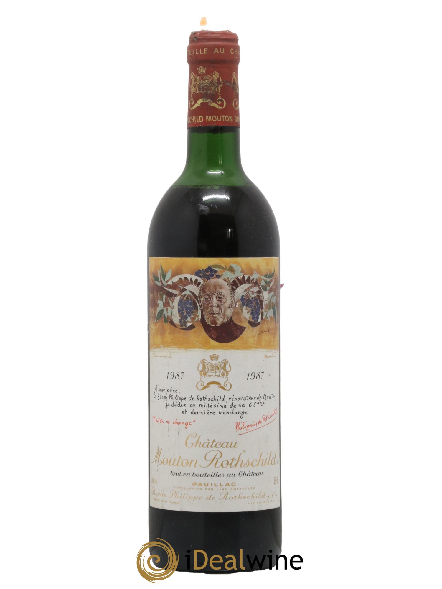 Château Mouton Rothschild 1er Grand Cru Classé 1987 - Lot de 1 bouteille - 0