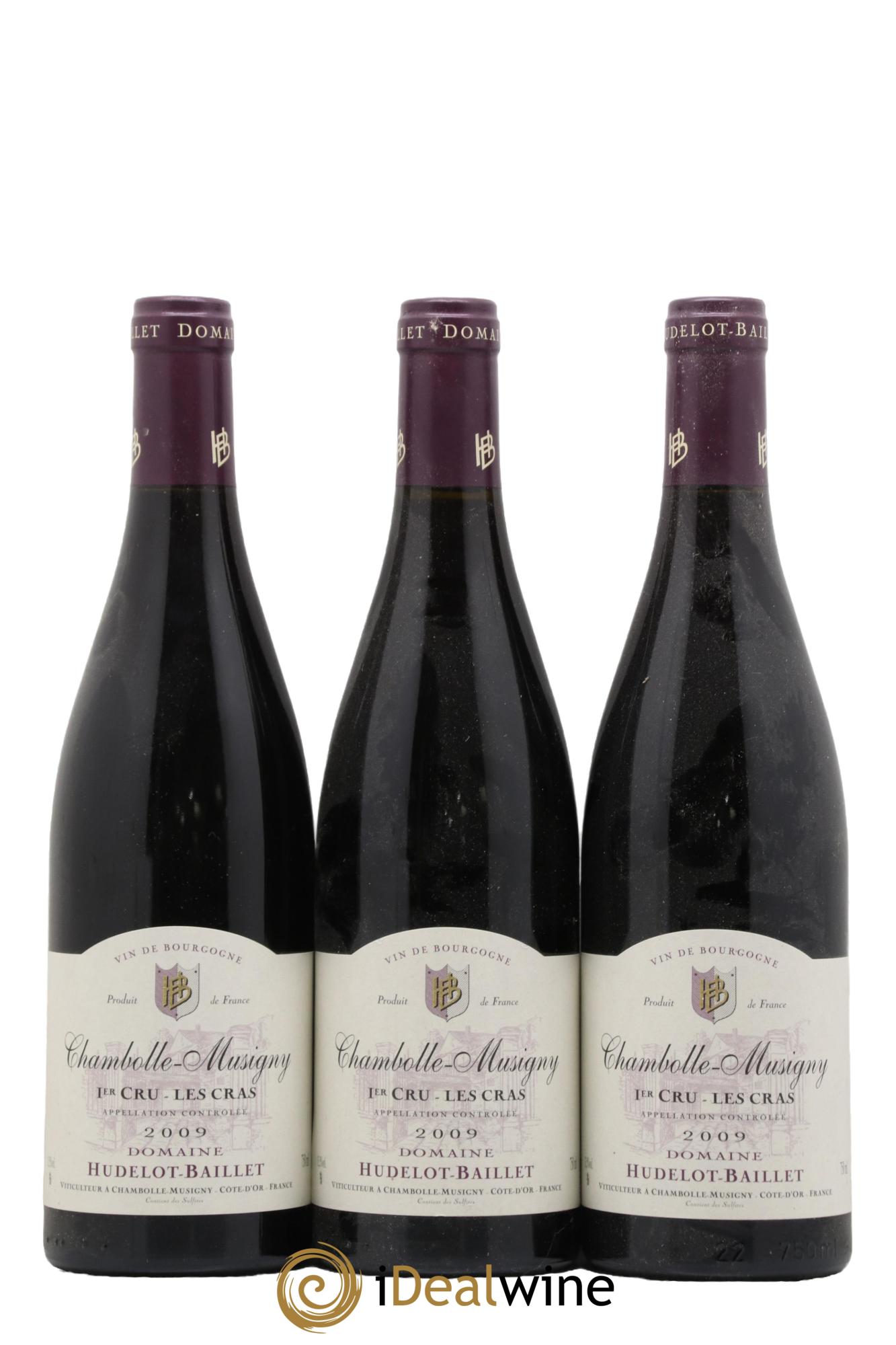 Chambolle-Musigny 1er Cru Les Cras Hudelot-Baillet 2009 - Lot de 3 bouteilles - 0