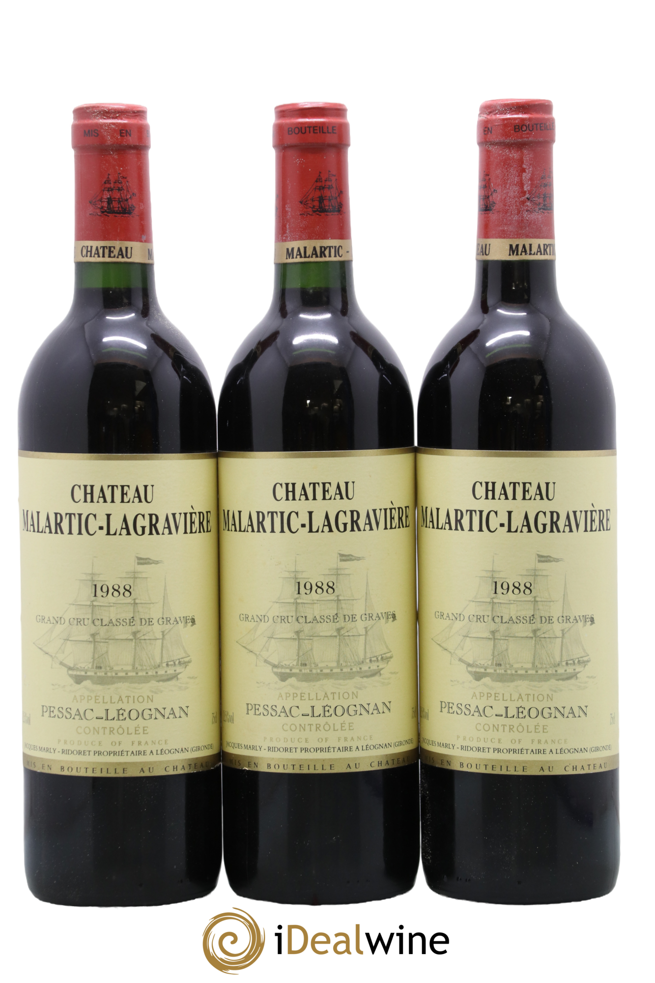 Château Malartic-Lagravière Cru Classé de Graves 1988 - Lot de 3 bouteilles - 0
