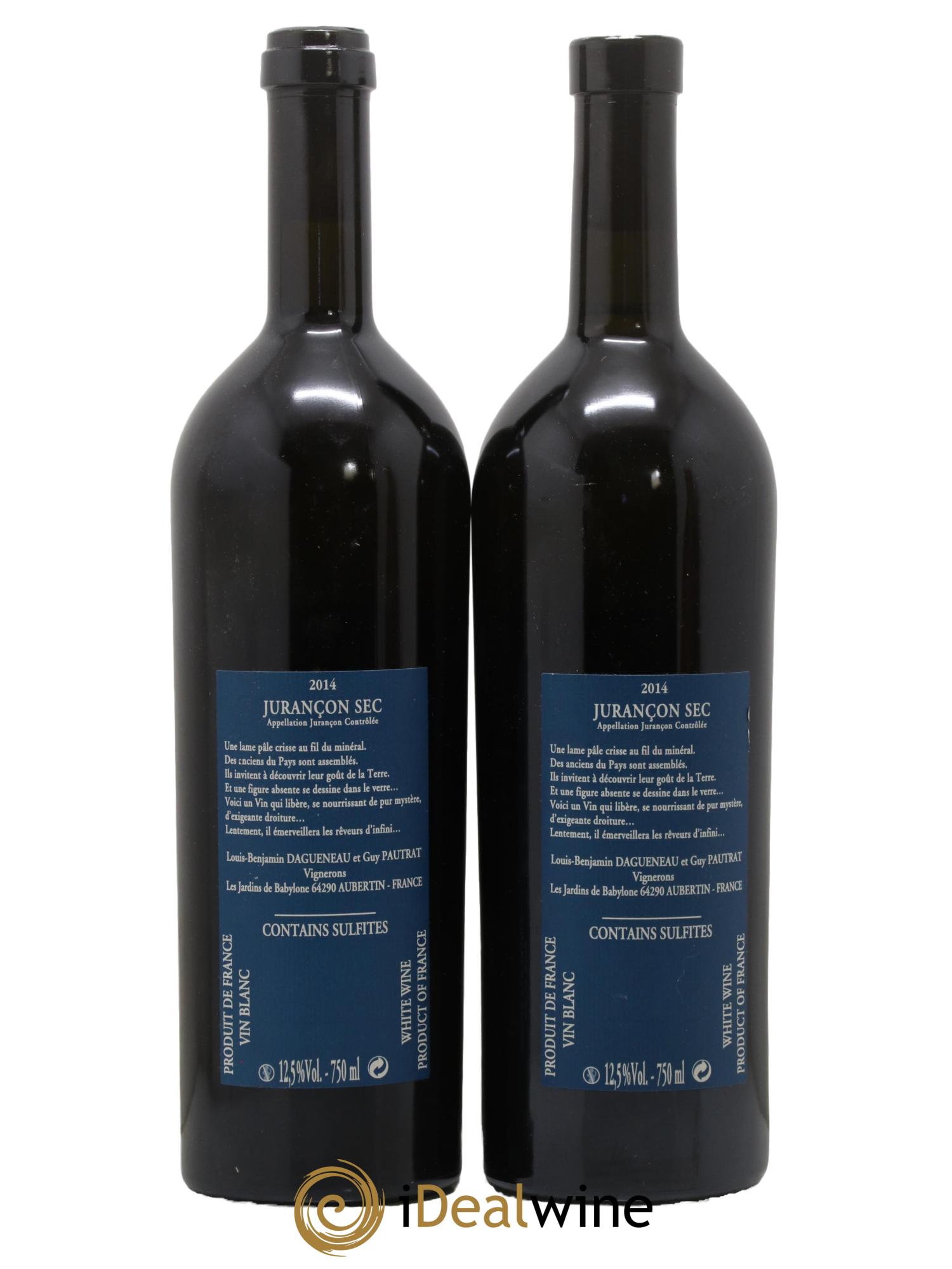 Vin de France(anciennement Jurançon) Les Jardins de Babylone Sec Didier Dagueneau 2014 - Lot de 2 bouteilles - 1