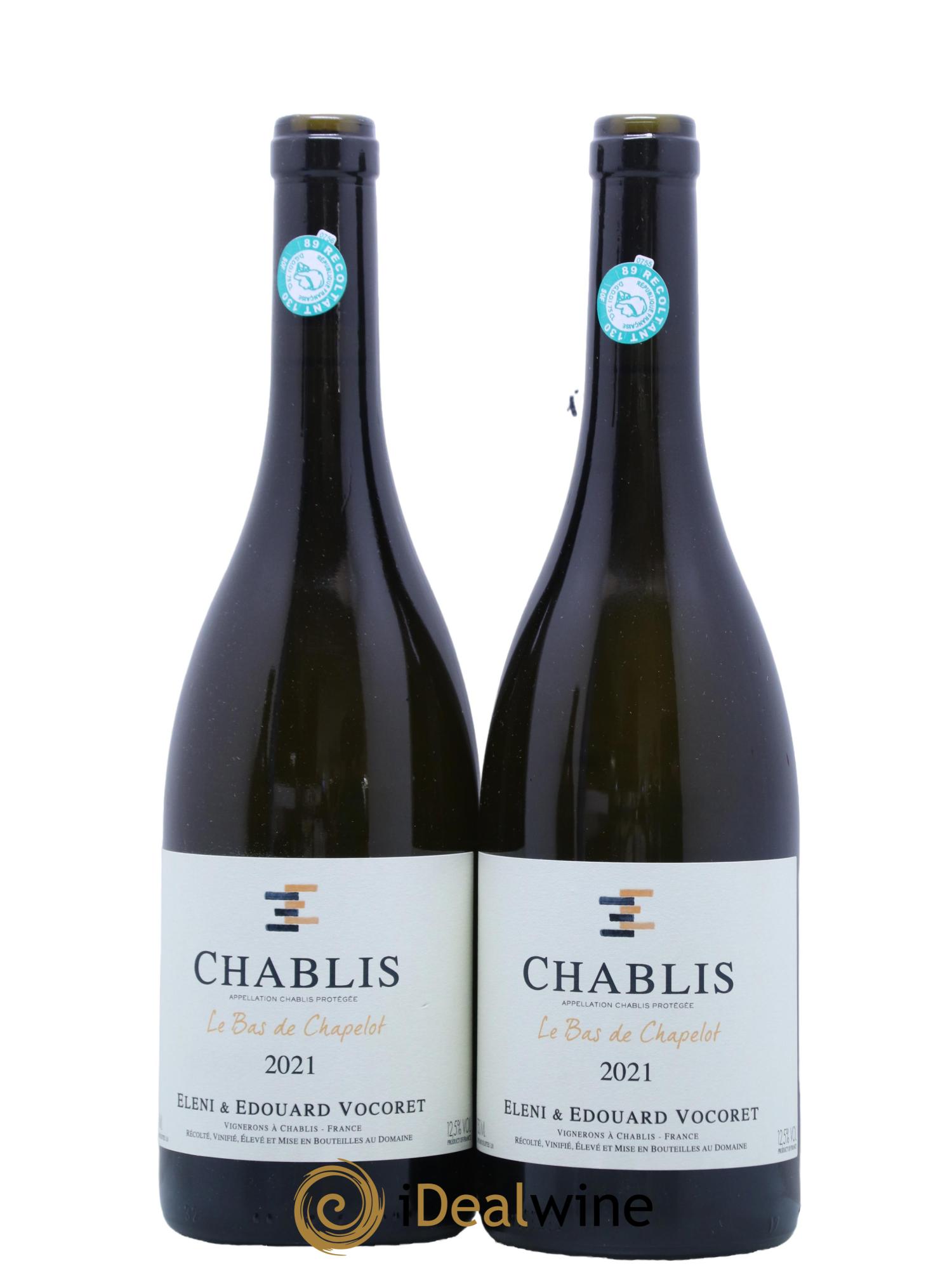 Chablis Le Bas Chapelot Eleni et Edouard Vocoret 2021 - Lot de 2 bouteilles - 0