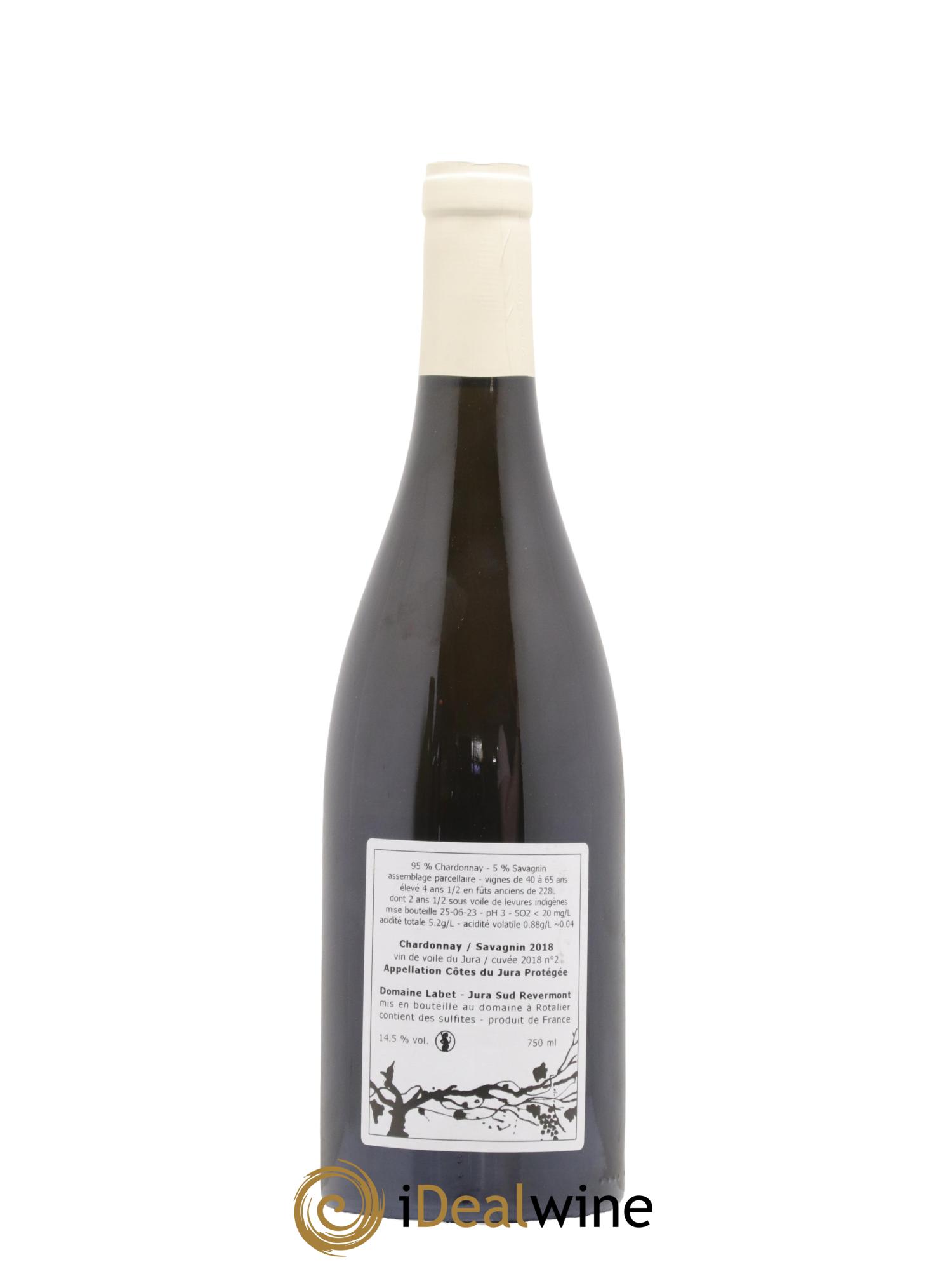 Côtes du Jura Vin de Voile Chardonnay-Savagnin cuvée de garde Romain - Julien - Charline Labet 2018 - Lot de 1 bouteille - 1