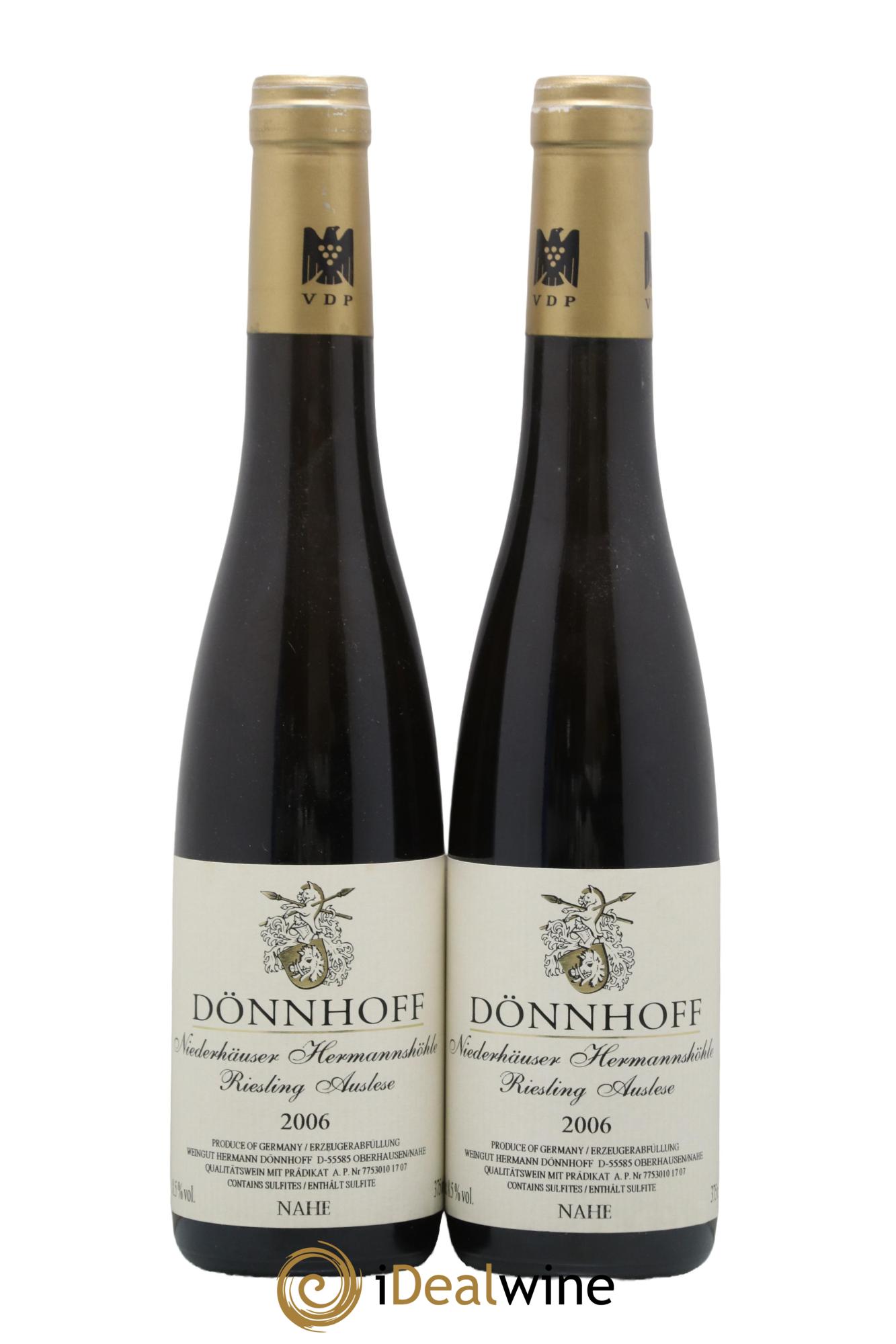 Allemagne Nahe Riesling Niederhäuser Hermannshöhle Auslese Dönnhof 2006 - Posten von 2 Demi-Flaschen - 0