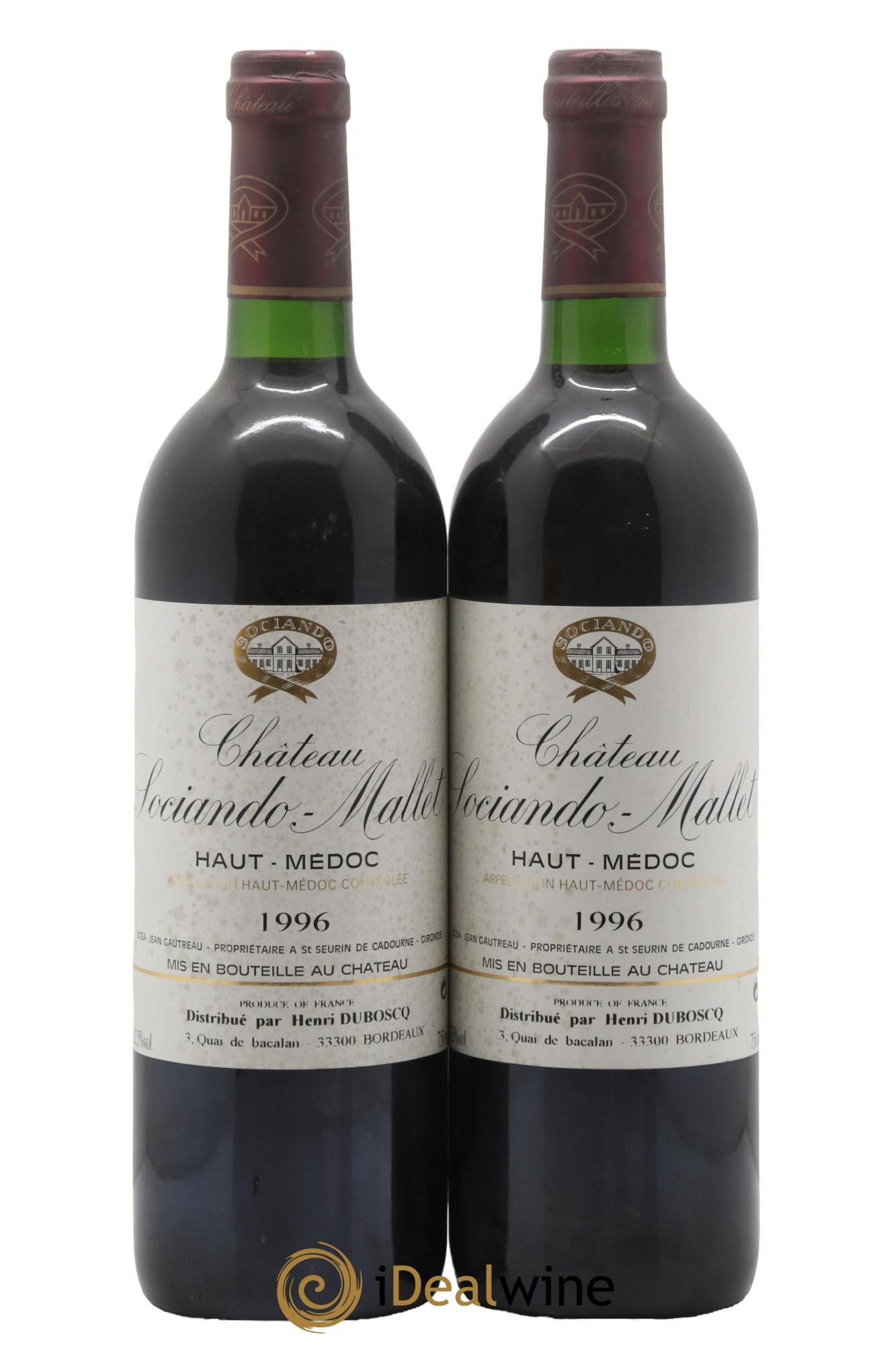 Château Sociando Mallet 1996 - Lot of 2 bottles - 0