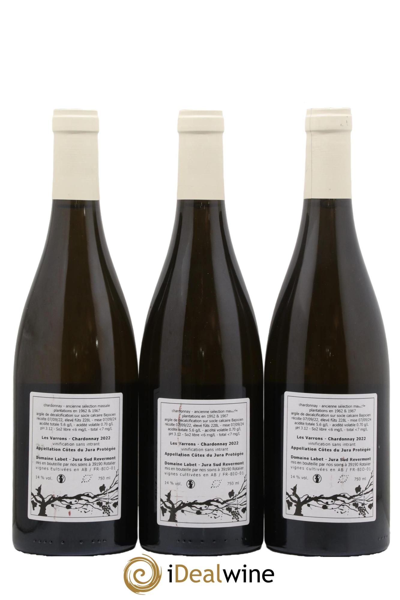 Côtes du Jura Chardonnay Les Varrons Romain - Julien  - Charline Labet 2022 - Posten von 3 Flaschen - 1