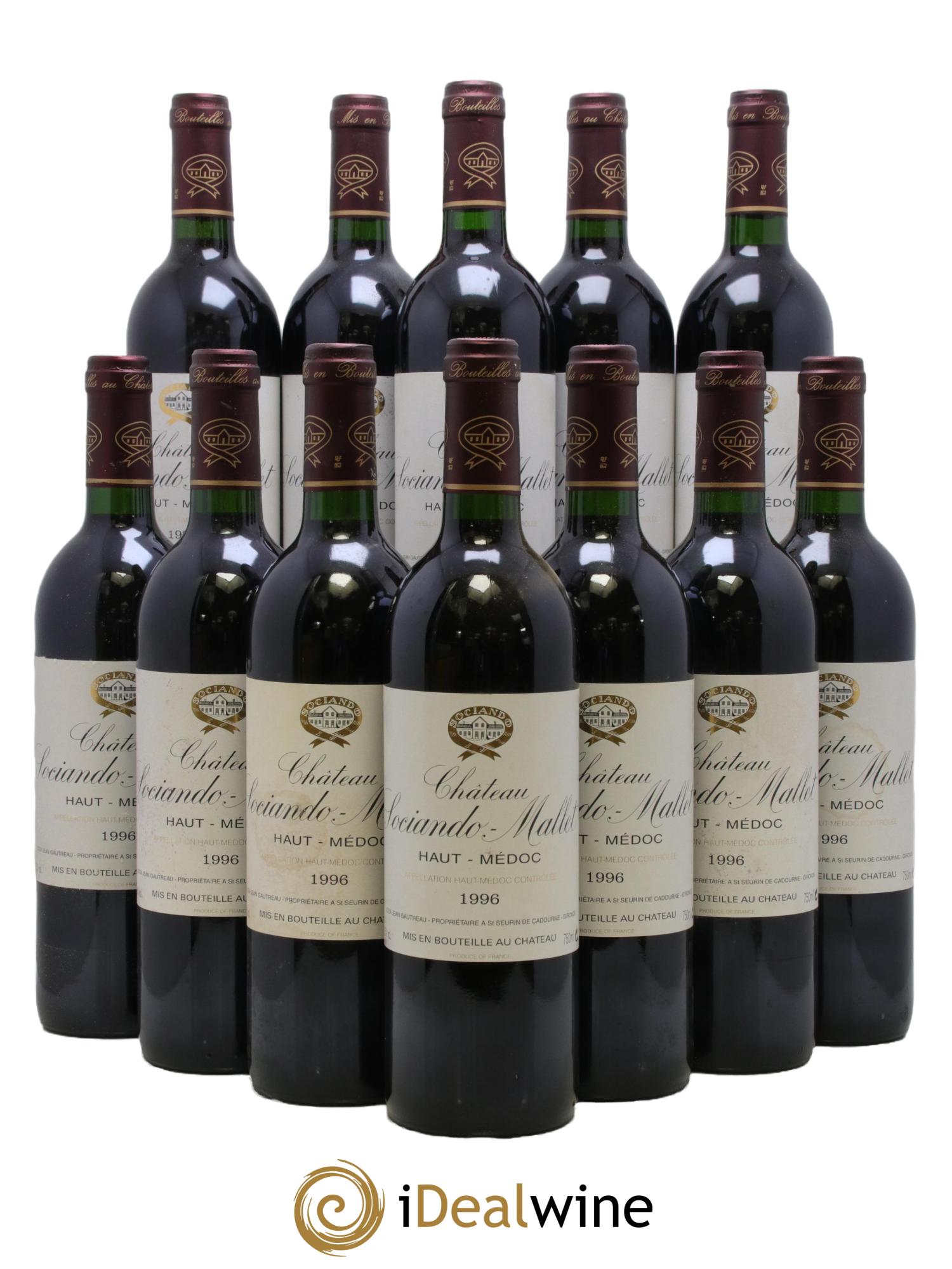 Château Sociando Mallet 1996 - Lot de 12 bouteilles - 0