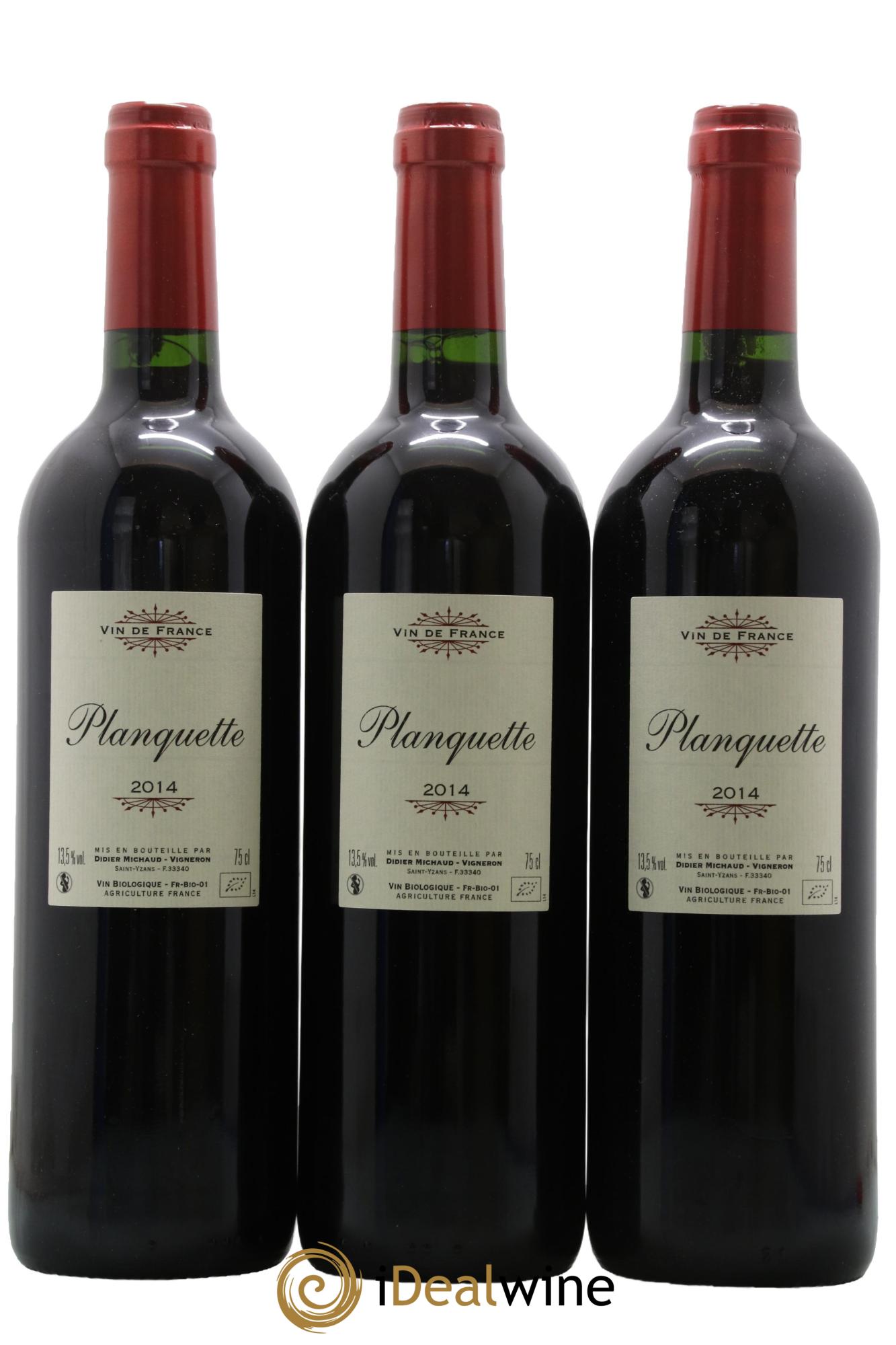 Vin de France Planquette Domaine Didier Michaud 2014 - Lot de 3 bouteilles - 0