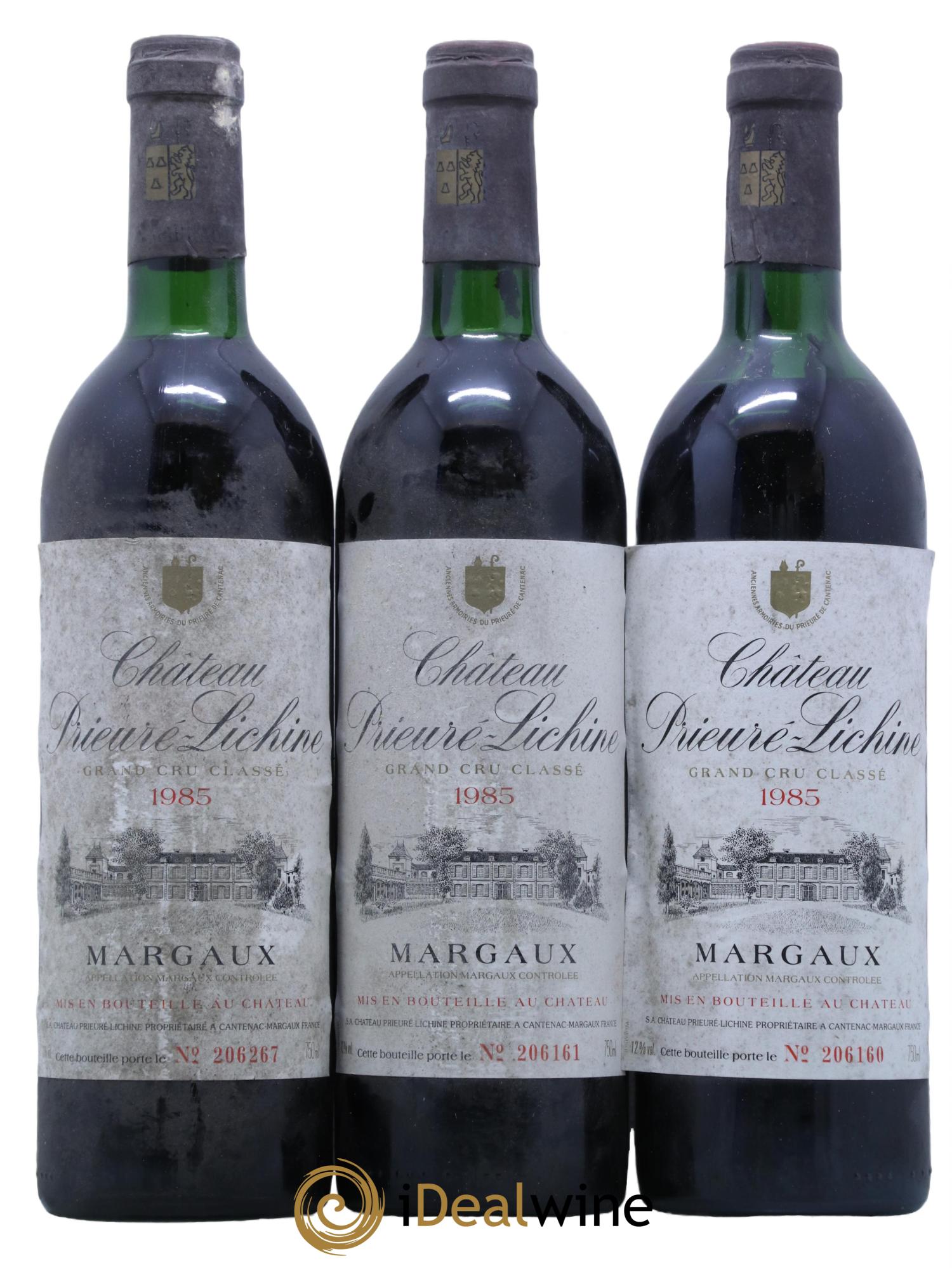 Château Prieuré Lichine 4ème Grand Cru Classé 1985 - Lot de 3 bouteilles - 0