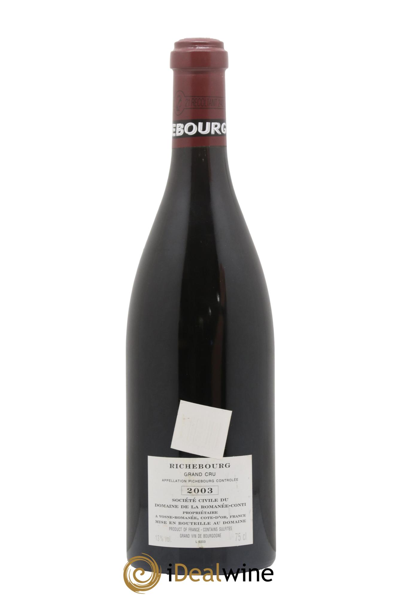 Richebourg Grand Cru Domaine de la Romanée-Conti 2003 - Lotto di 1 bottiglia - 1