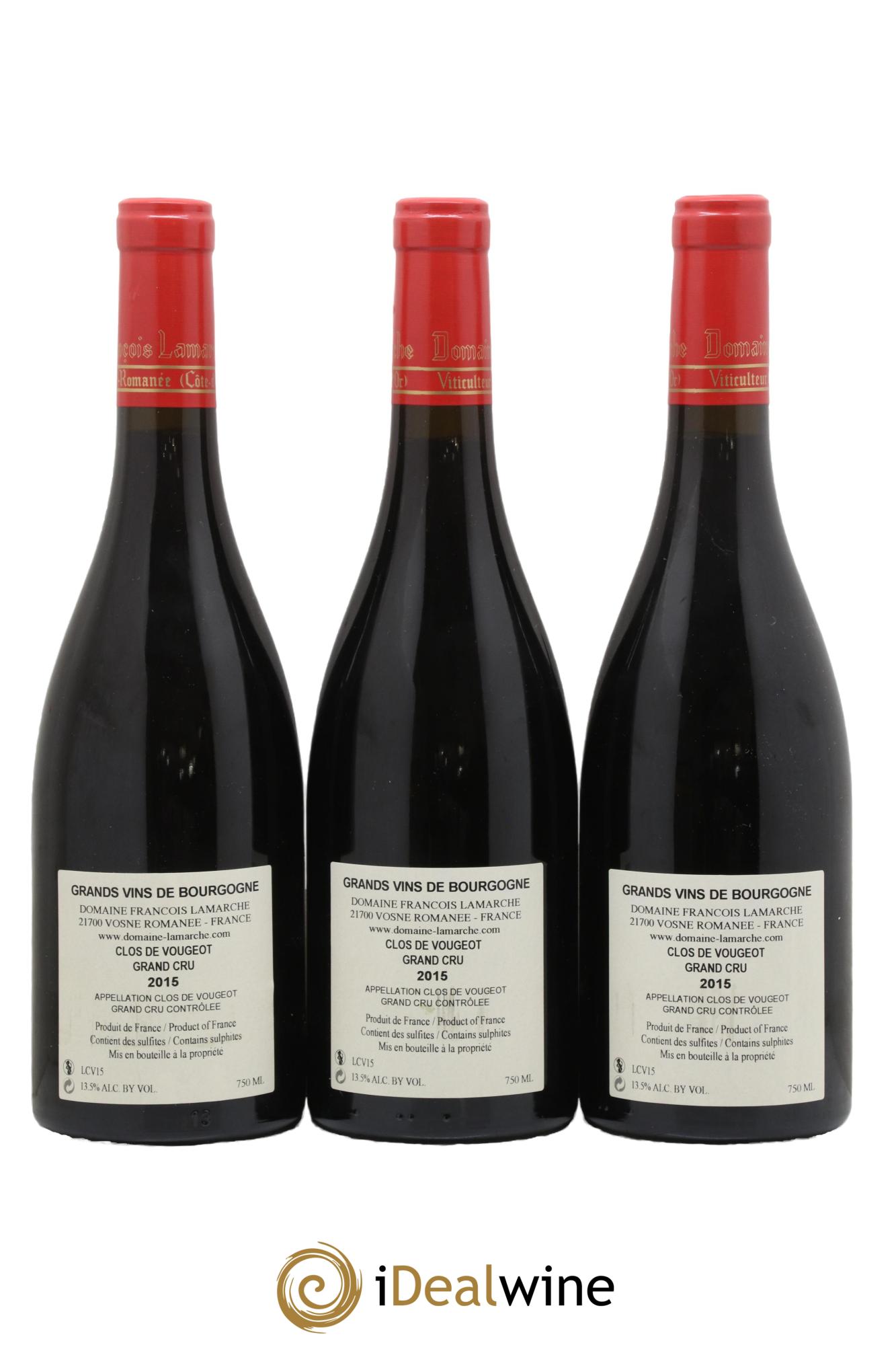 Clos de Vougeot Grand Cru Lamarche (Domaine) 2015 - Lot de 3 bouteilles - 1