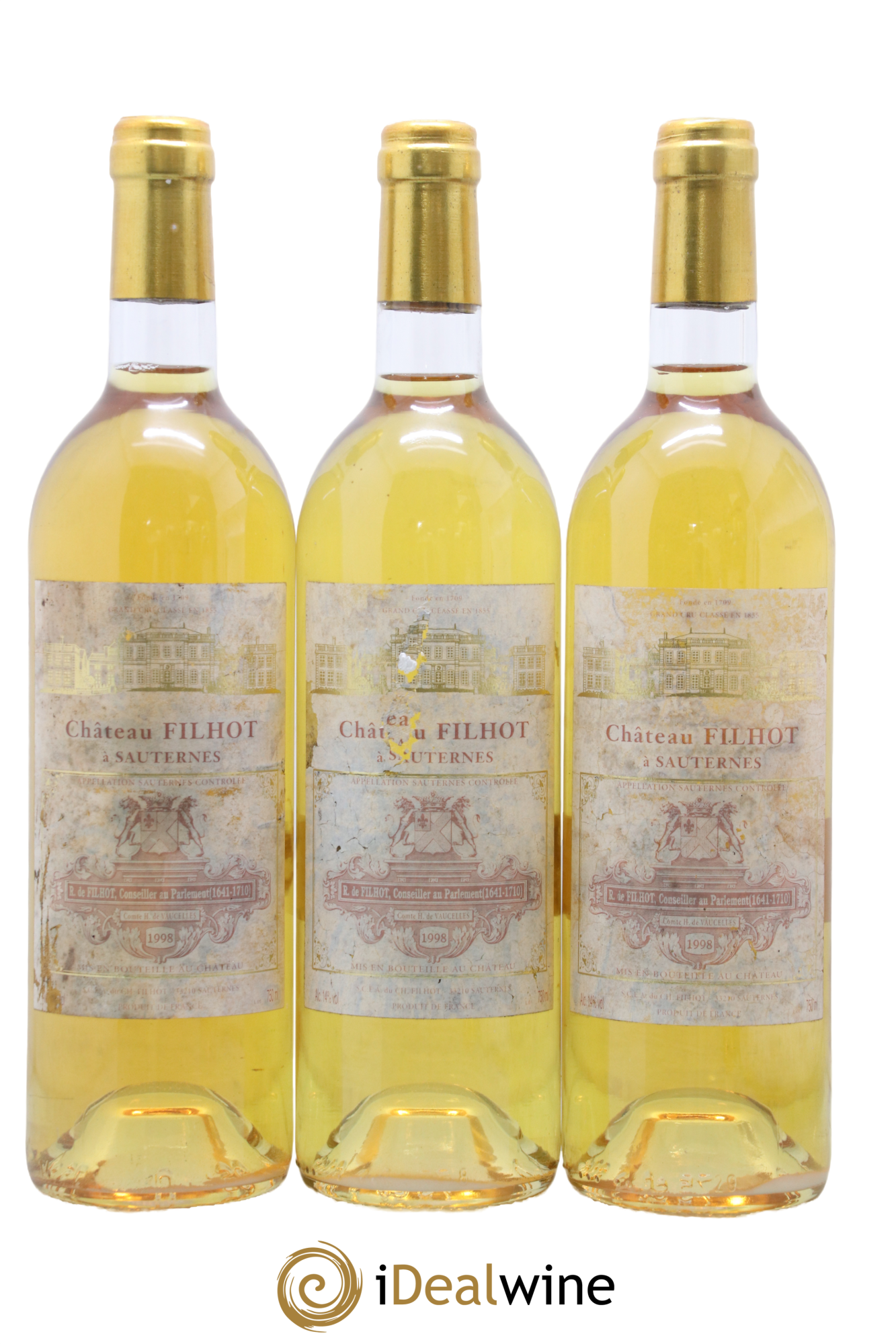 Château Filhot 2ème Grand Cru Classé 1998 - Lot de 3 bouteilles - 0