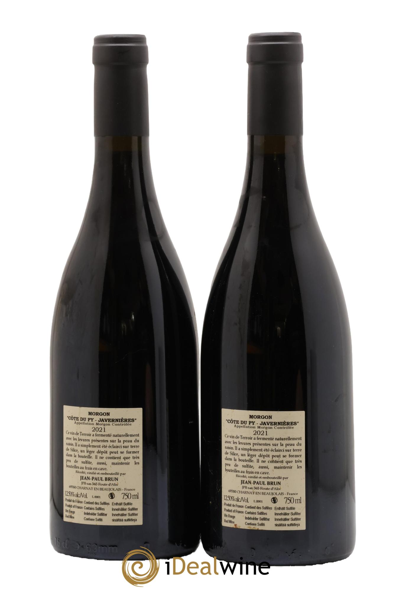 Morgon Côte du Py Javernières Terres dorées - J-P. Brun (Domaine des) 2021 - Posten von 2 Flaschen - 1