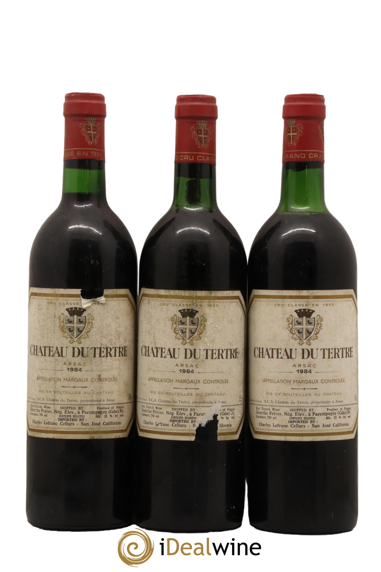 Château du Tertre 5ème Grand Cru Classé 1984 - Lot de 3 bouteilles - 0