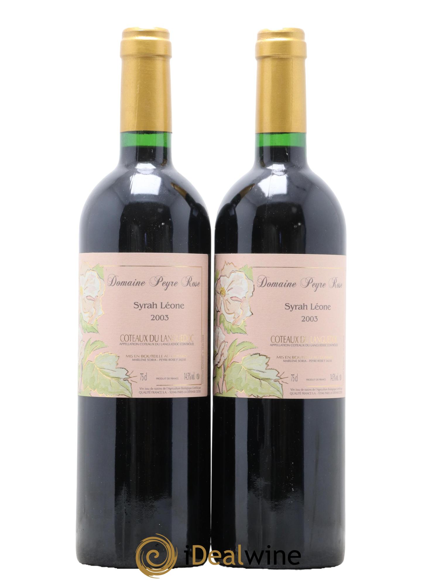 Coteaux du Languedoc Domaine Peyre Rose Belle Léone (anciennement Syrah Léone) Marlène Soria 2003 - Lot de 2 bouteilles - 0