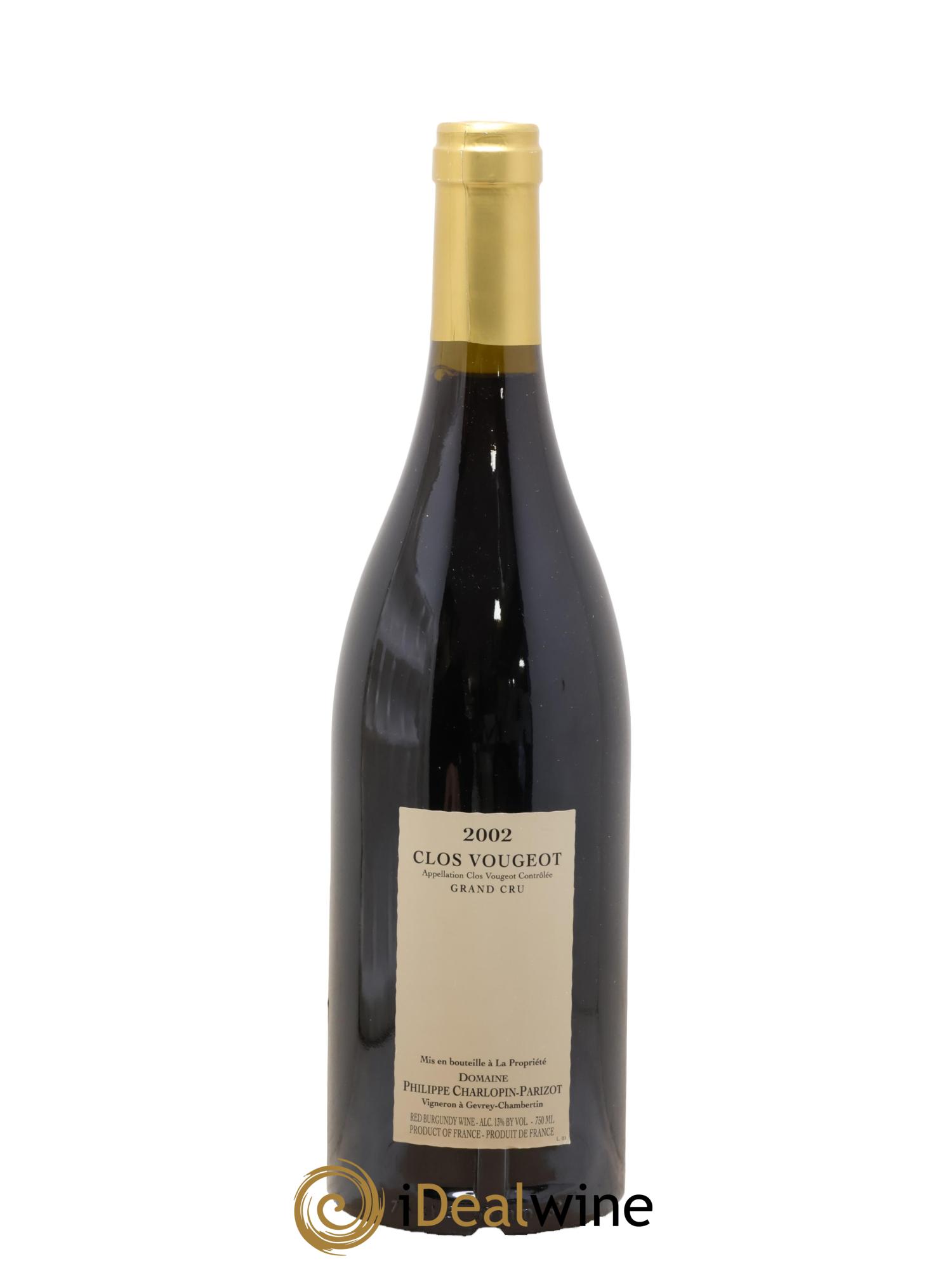 Clos de Vougeot Grand Cru Charlopin-Parizot 2002 - Lot de 1 bouteille - 1