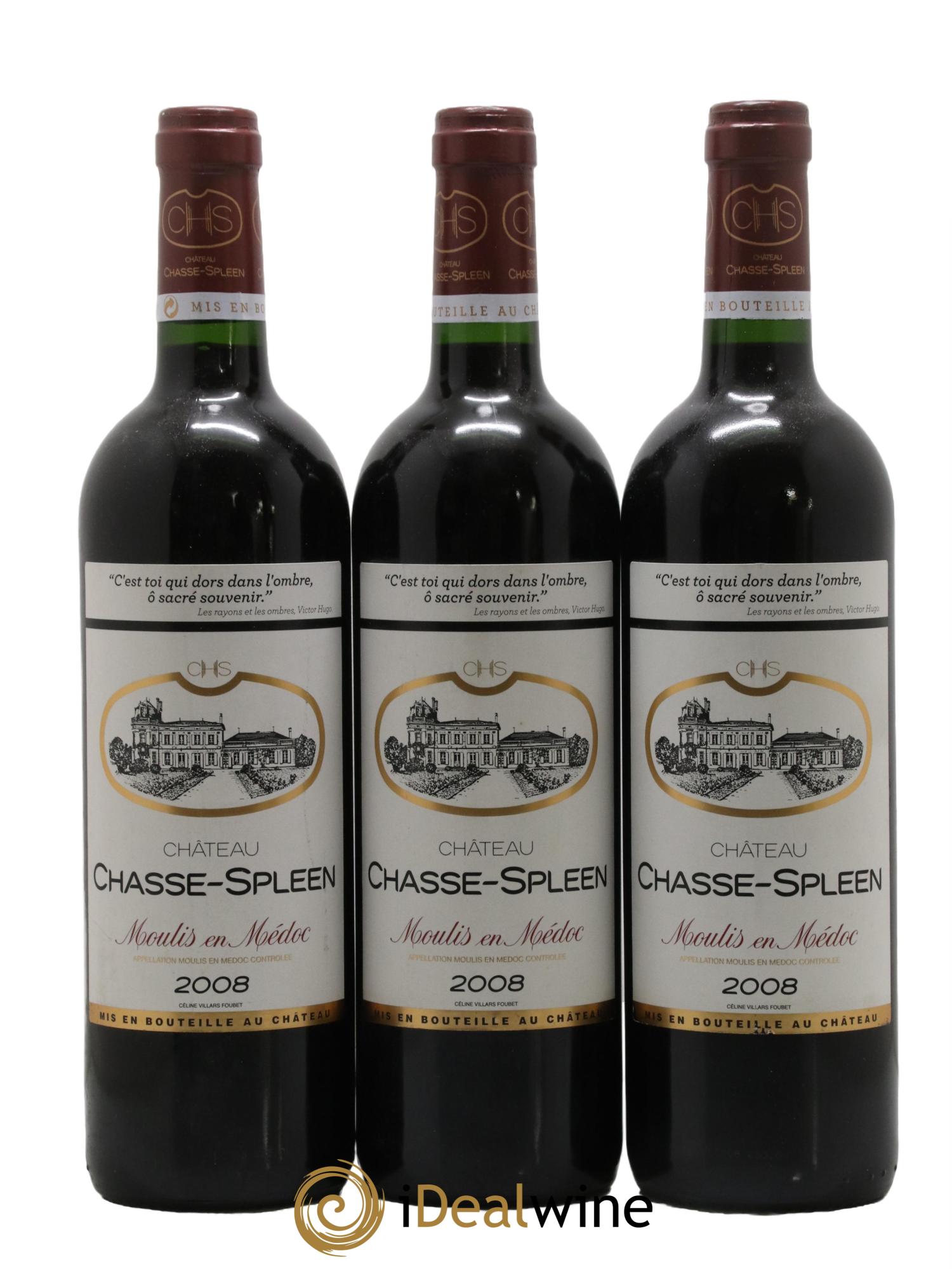 Château Chasse Spleen 2008 - Lot de 3 bouteilles - 0